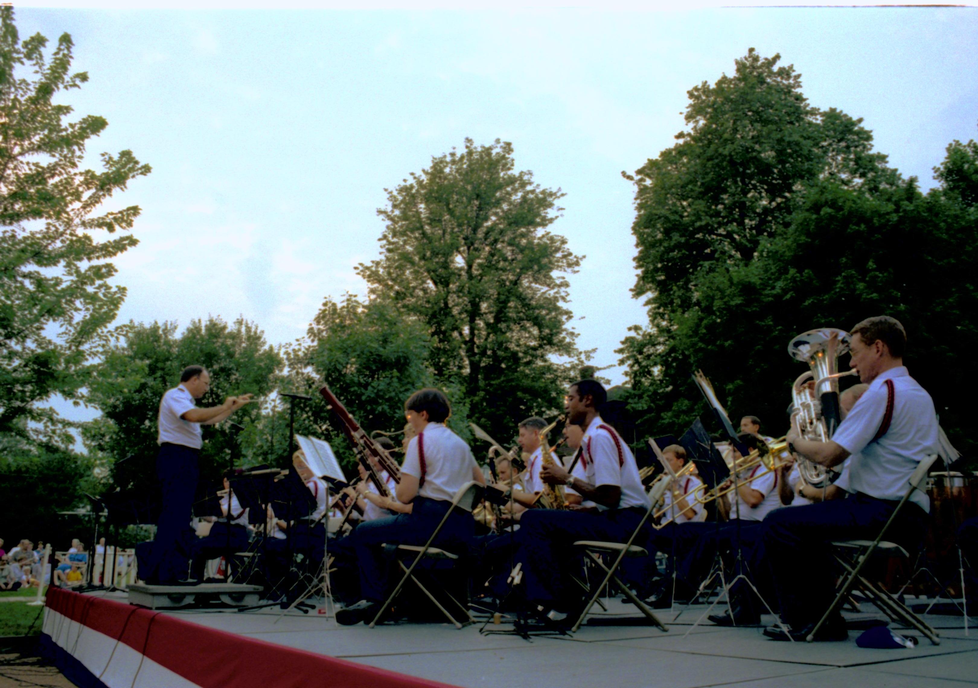 Coast Guard band on stage. Lincoln Home NHS- Coast Guard Band Concert concert, Coast Guard