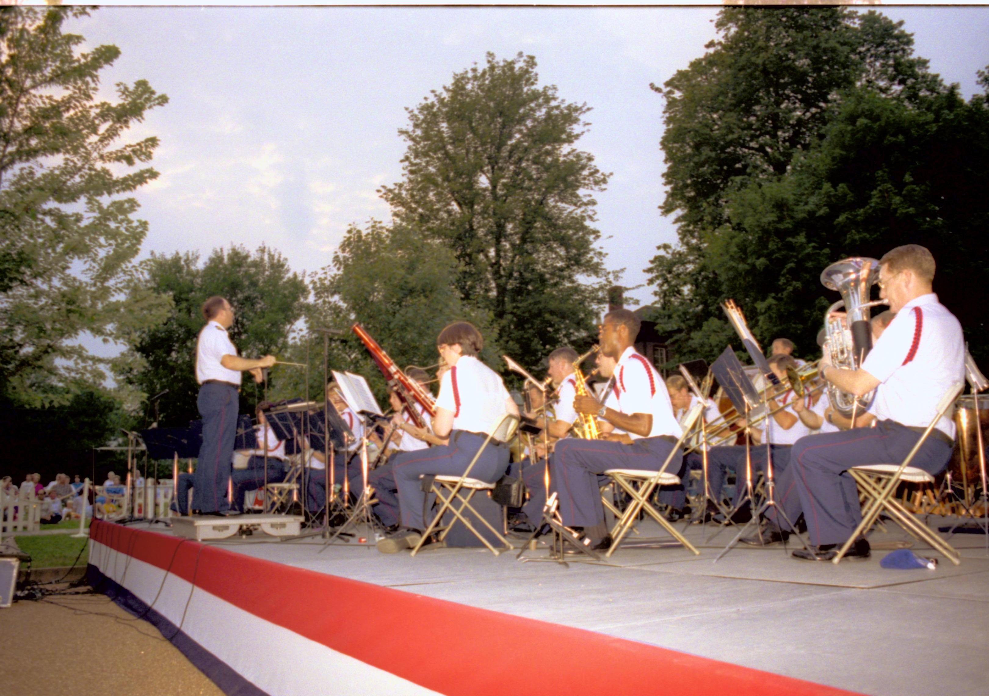 Coast Guard band on stage. Lincoln Home NHS- Coast Guard Band Concert concert, Coast Guard