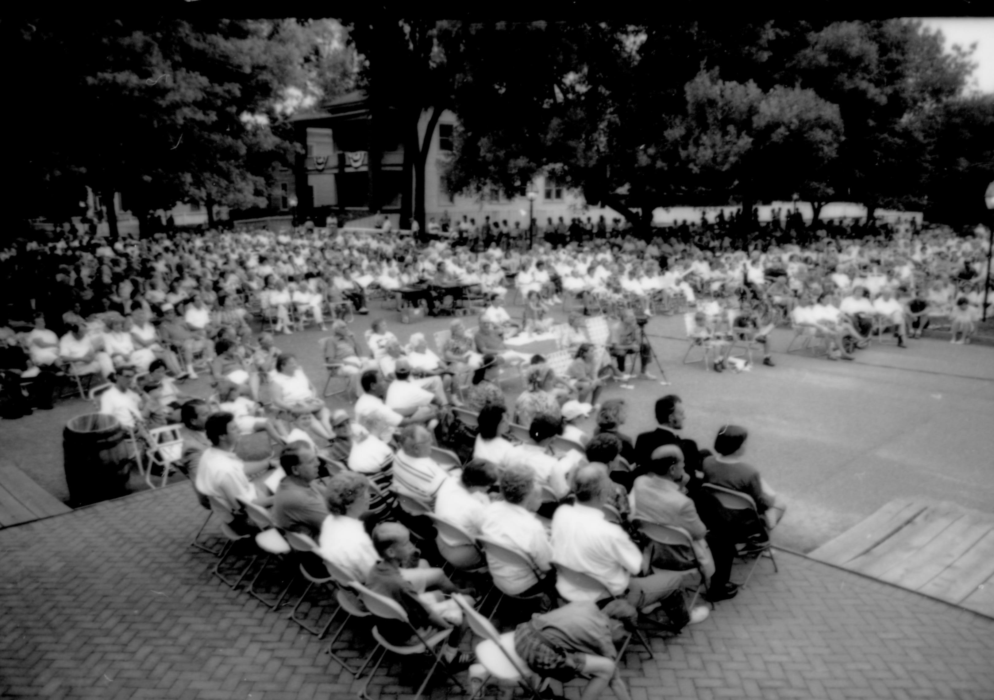 Crowd seated listening to concert. Lincoln Home NHS- Coast Guard Band Concert, 87020 concert, Coast Guard