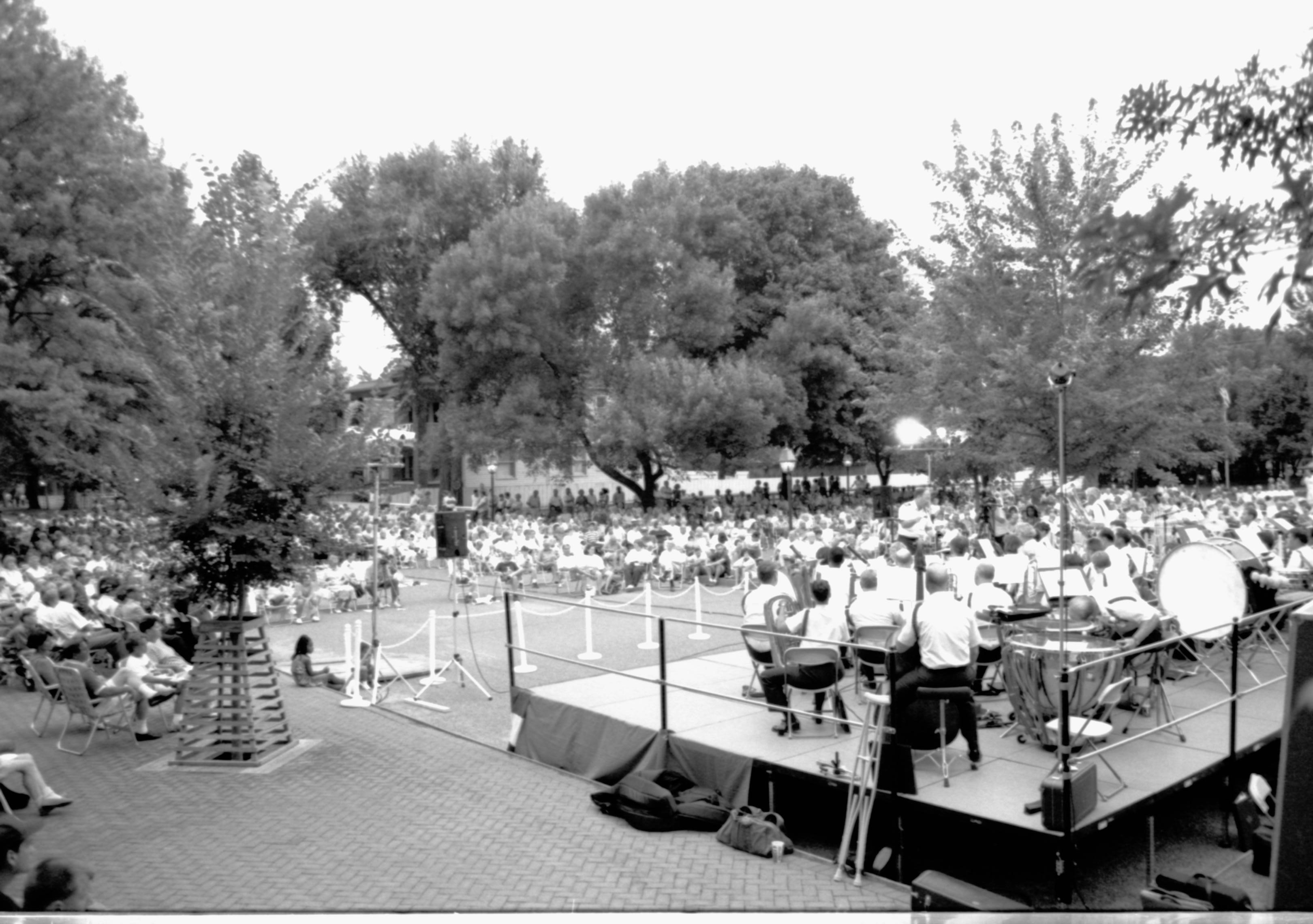 Coast Guard band playing, audience listening. Lincoln Home NHS- Coast Guard Band Concert concert, Coast Guard