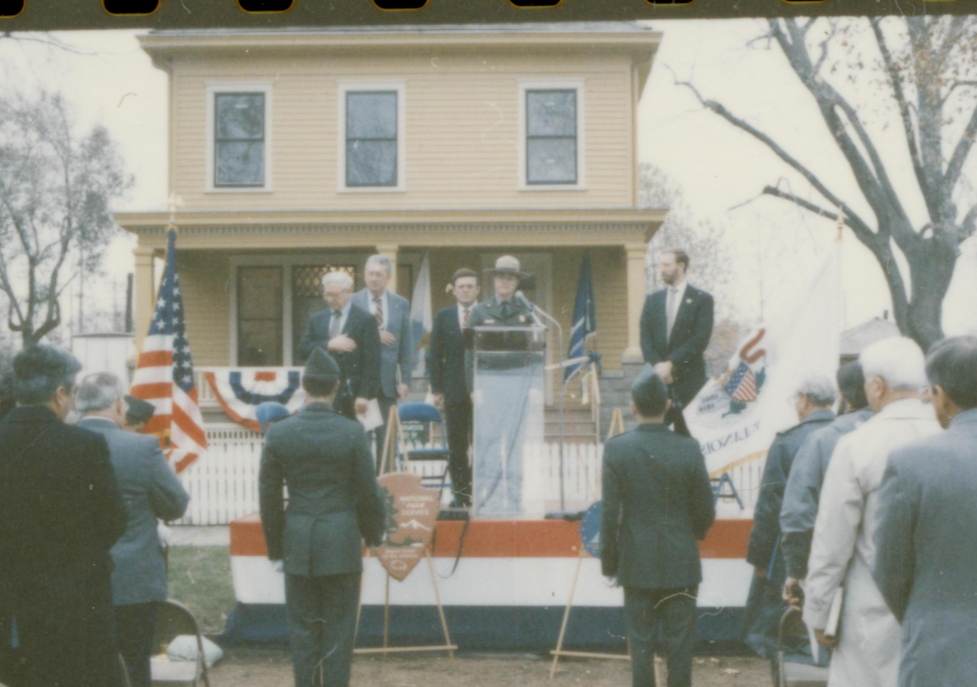 Color guard presenting colors. Lincoln Home NHS- Cook House Re-opening, 1 Cook, ceremony