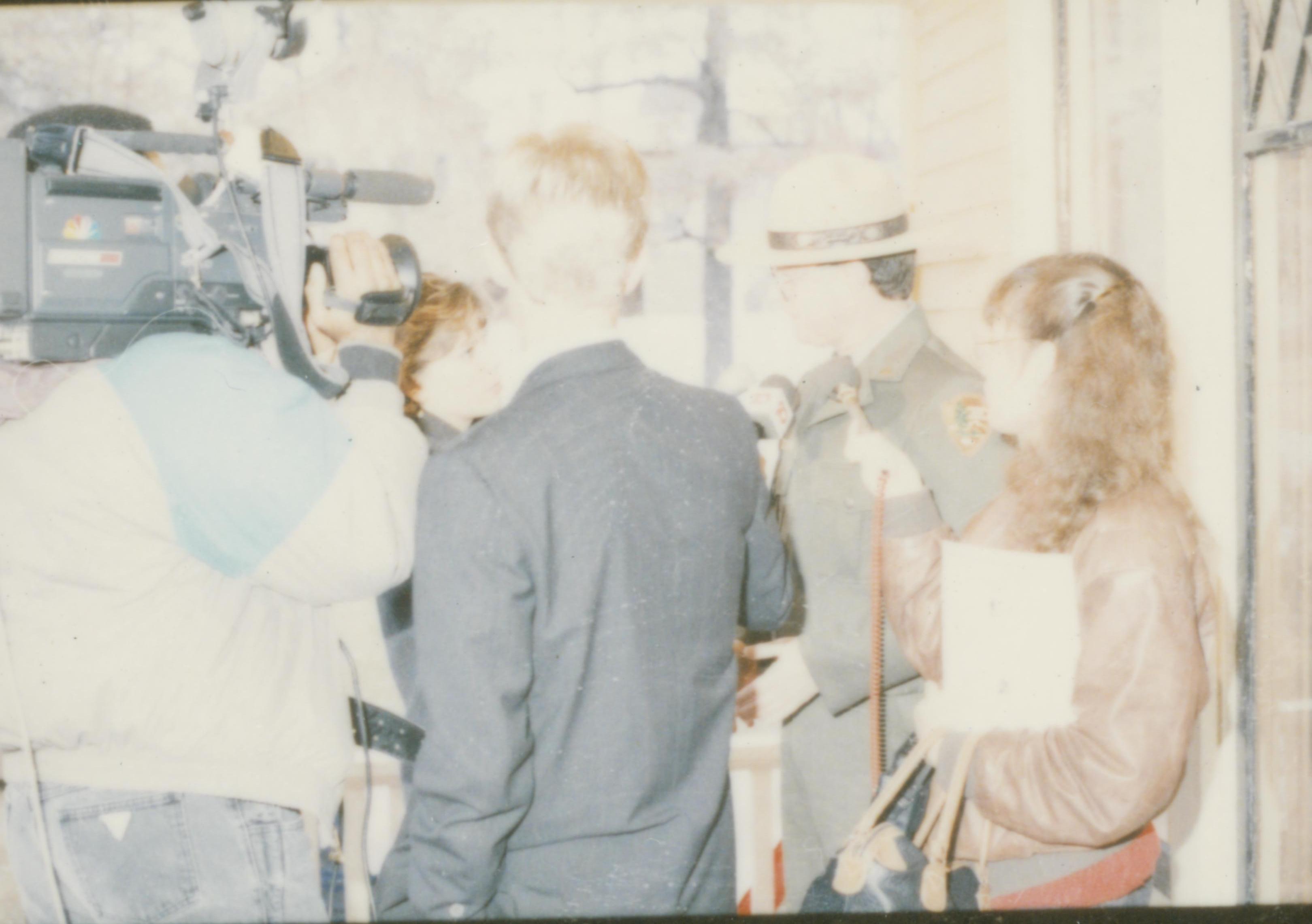 TV cameraman & reporters. Lincoln Home NHS- Cook House Re-opening, 1 Cook, ceremony, interview