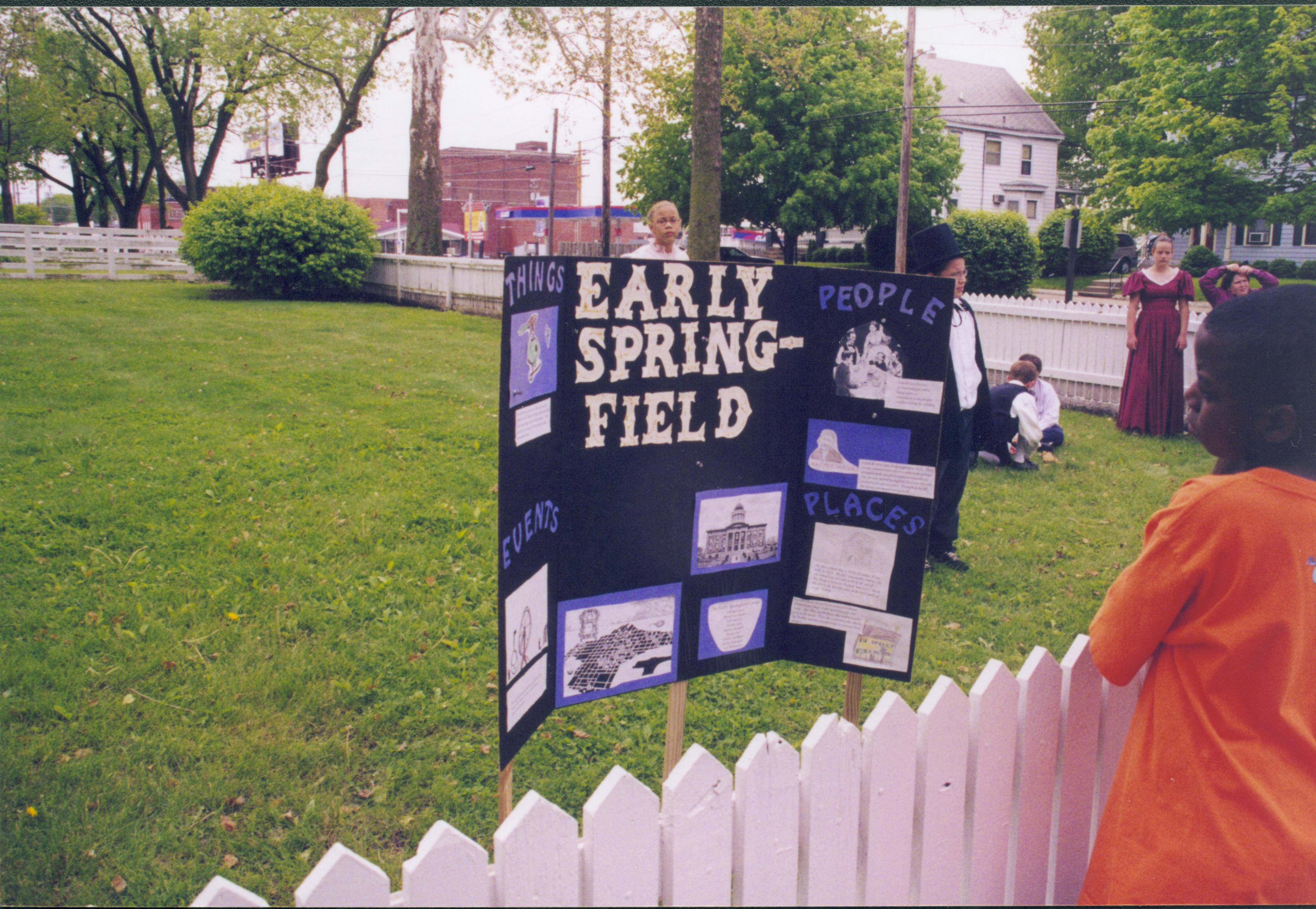 Early Springfield sign Lincoln Home NHS- Dubois School, 2002-7 exp 3 re-enactment, sign