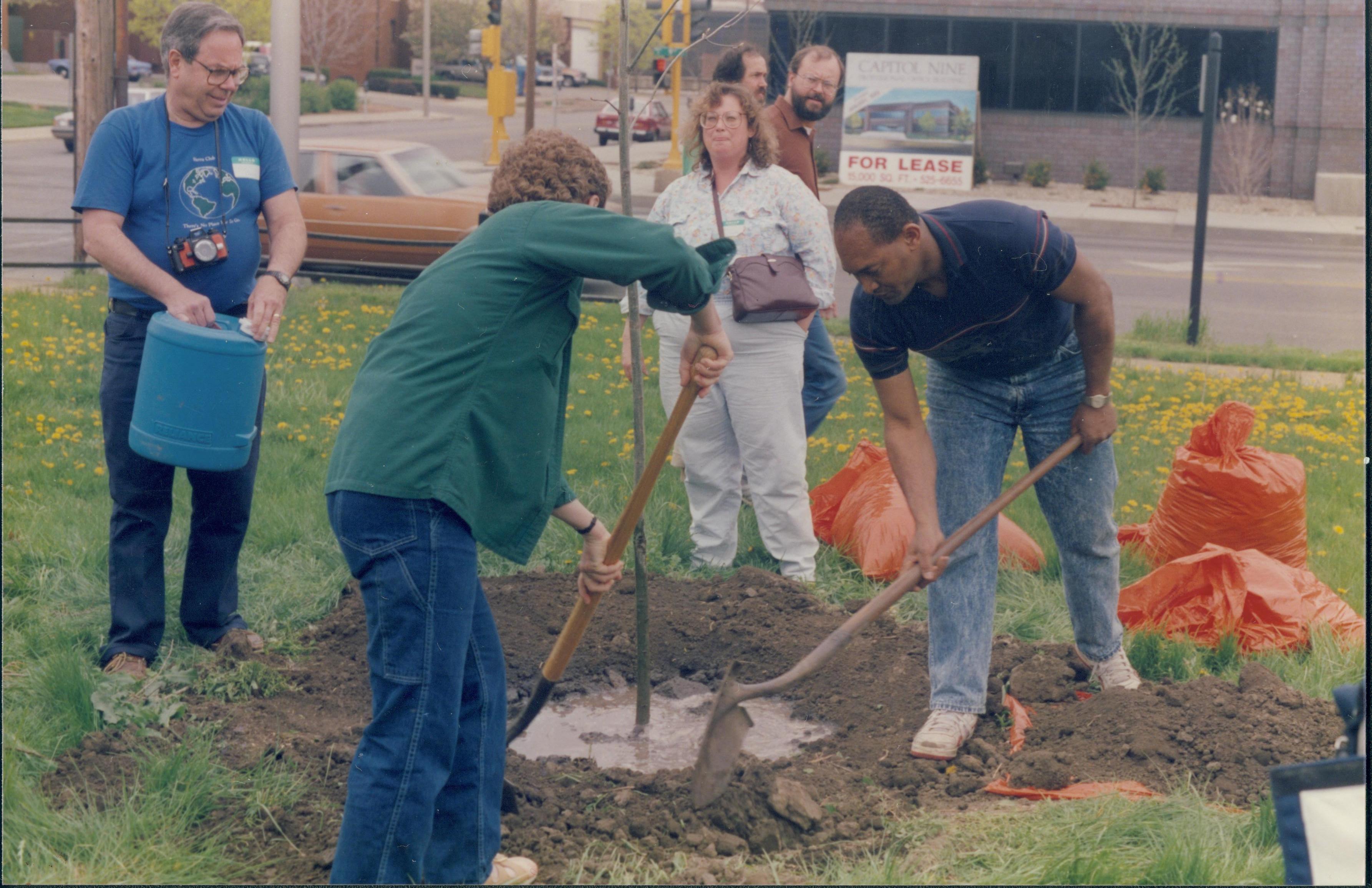 Tree planting, behind Morris Home Lincoln Home NHS- Earth Day 1989 Earth Day, tree, planting