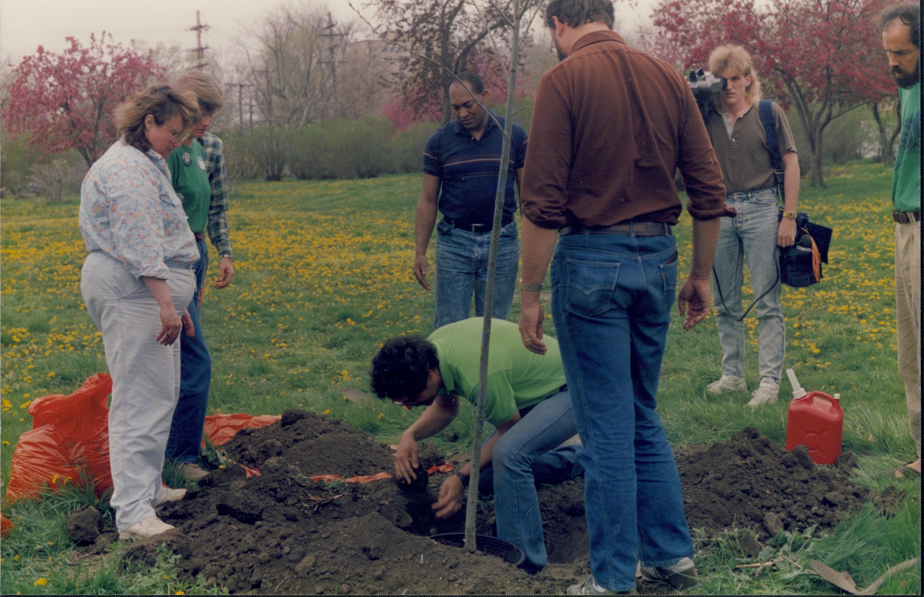 Tree planting, behind Morris Home Lincoln Home NHS- Earth Day 1989 Earth Day, tree, planting