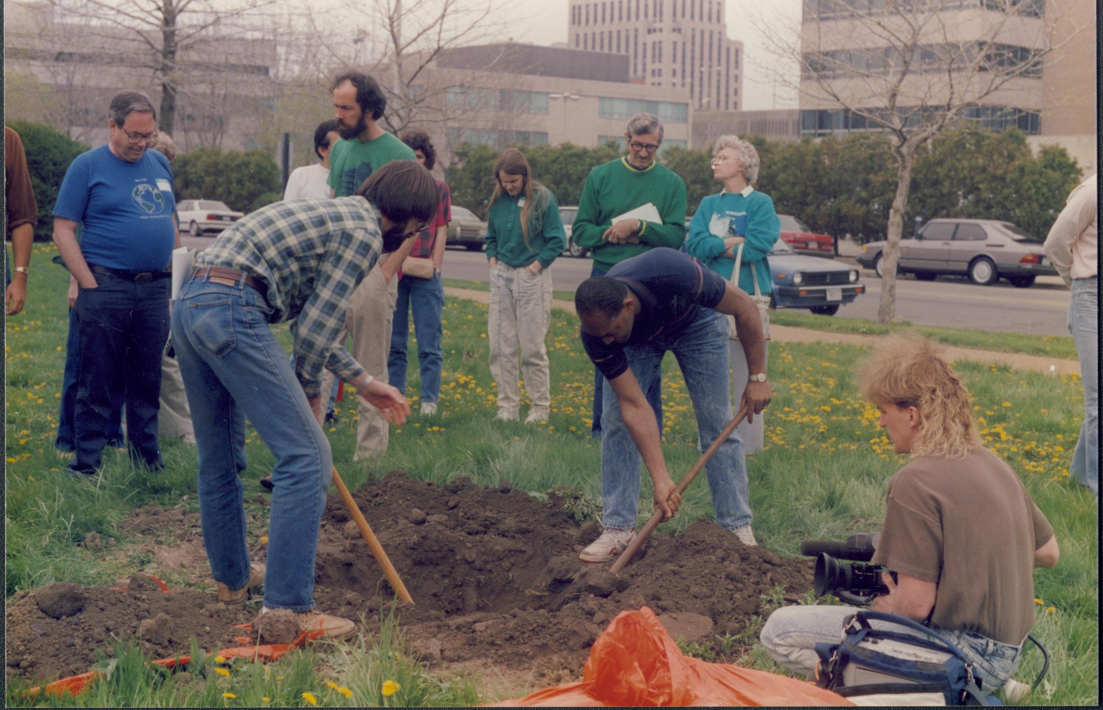 Tree planting, behind Morris Home Lincoln Home NHS- Earth Day 1989 Earth Day, tree, planting