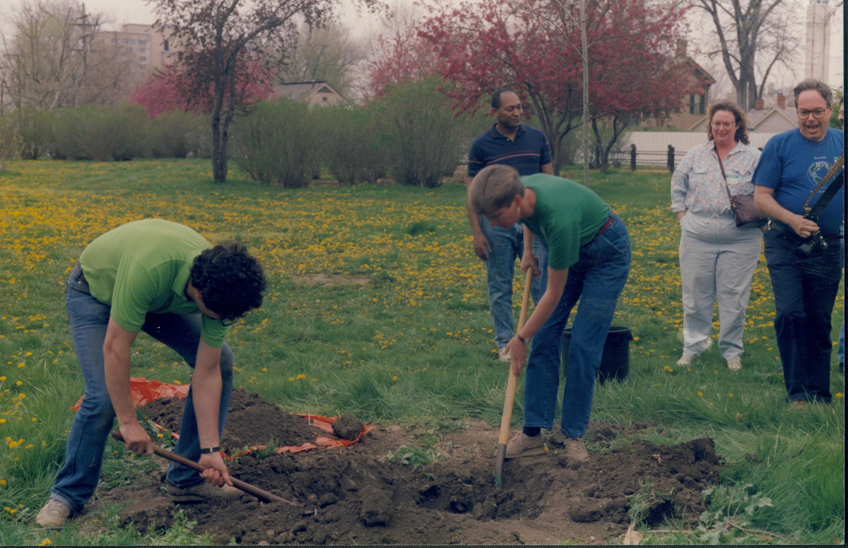 Tree planting, behind Morris Home Lincoln Home NHS- Earth Day 1989 Earth Day, tree, planting