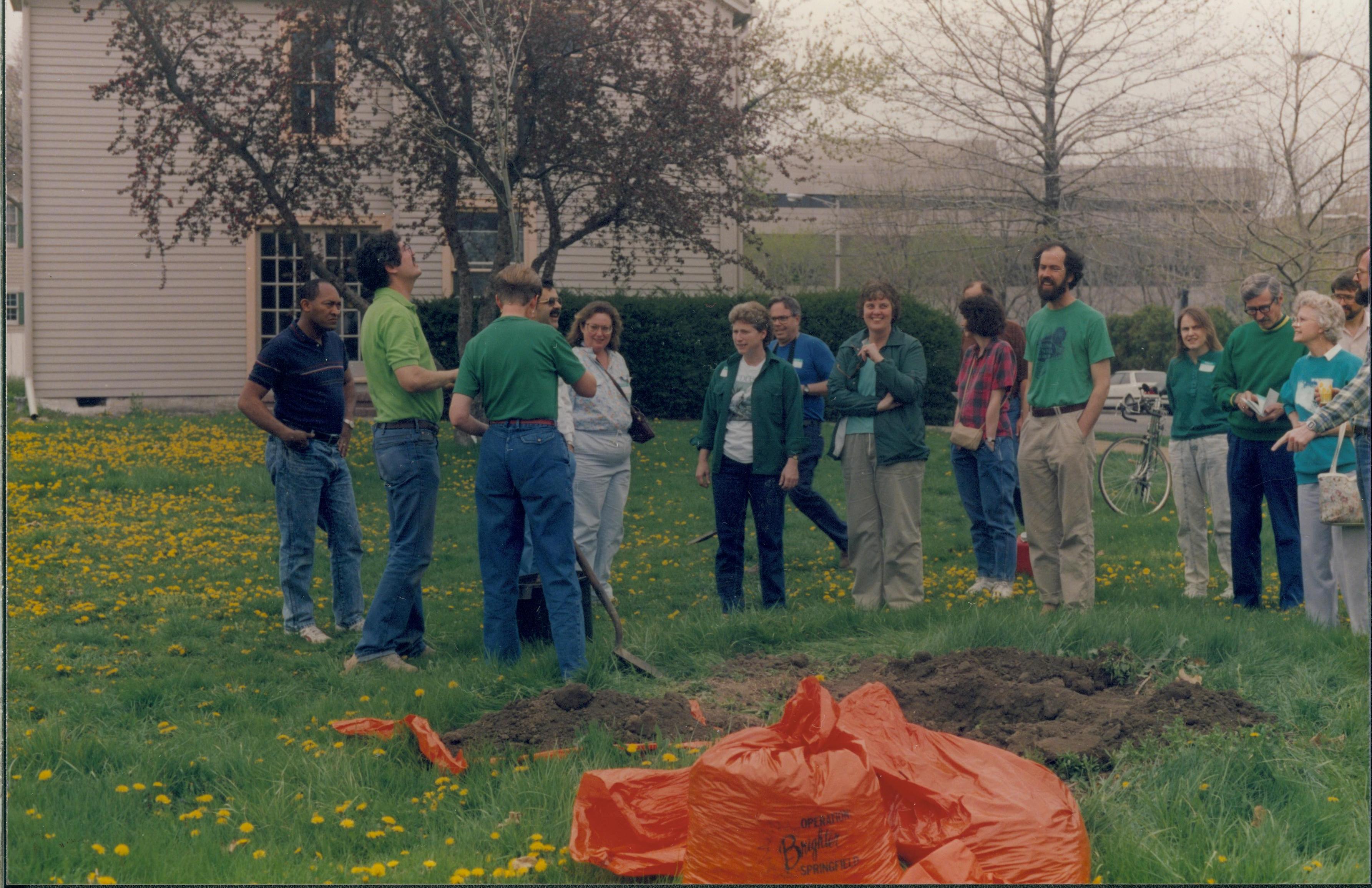 Tree planting, behind Morris Home Lincoln Home NHS- Earth Day 1989 Earth Day, tree, planting