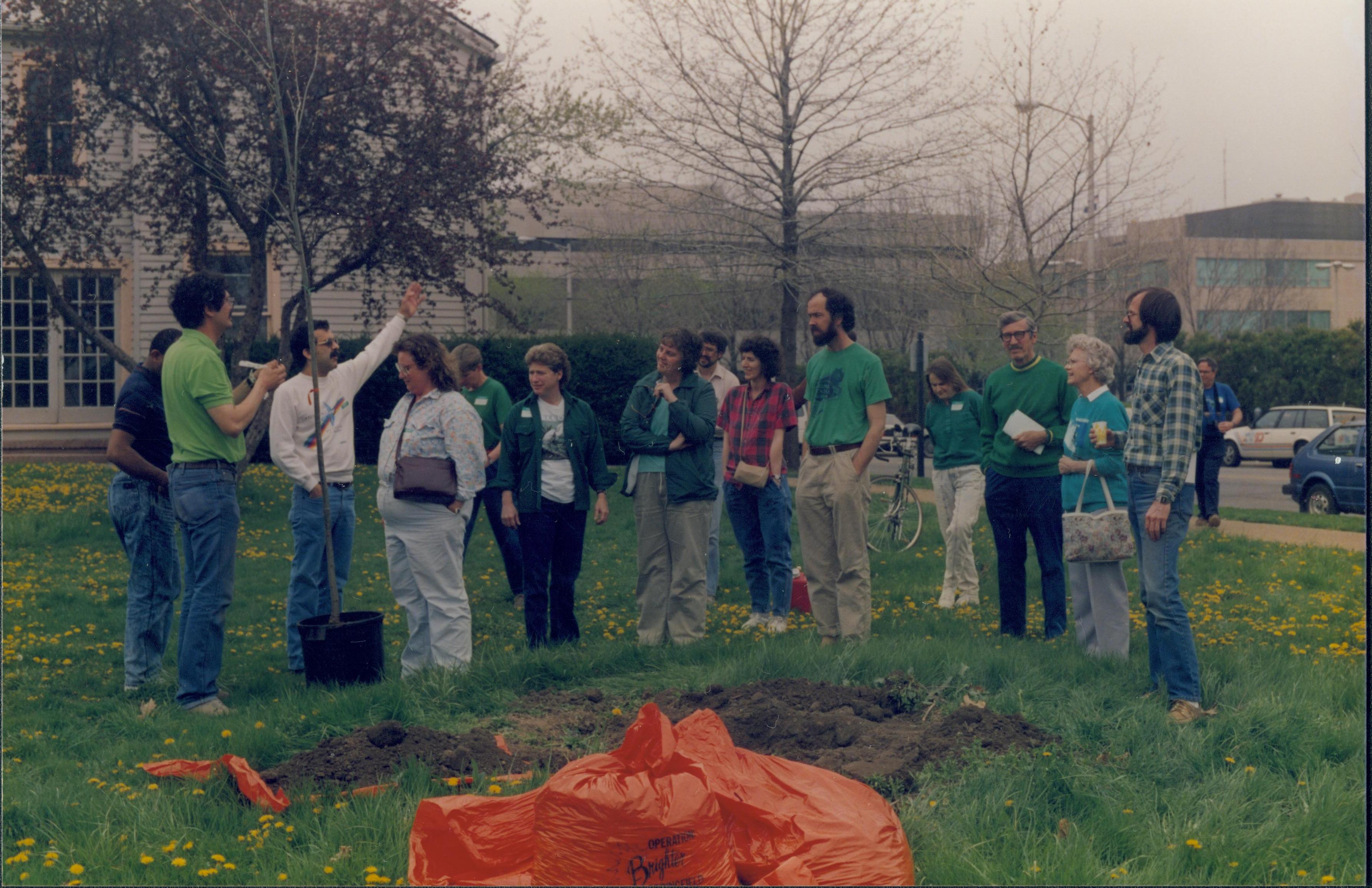 Tree planting, behind Morris Home Lincoln Home NHS- Earth Day 1989 Earth Day, tree, planting