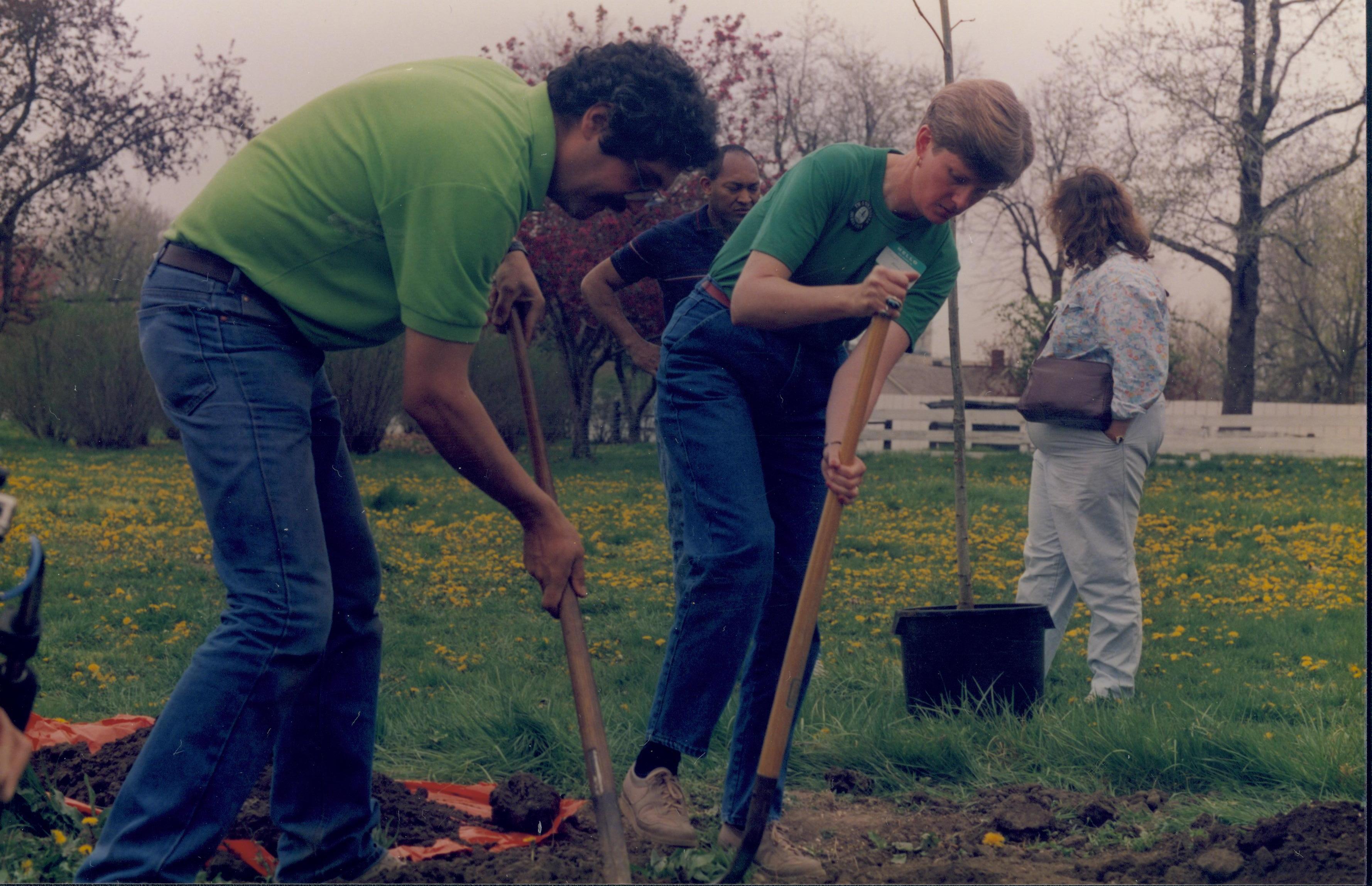 Tree planting, behind Morris Home Lincoln Home NHS- Earth Day 1989 Earth Day, tree, planting