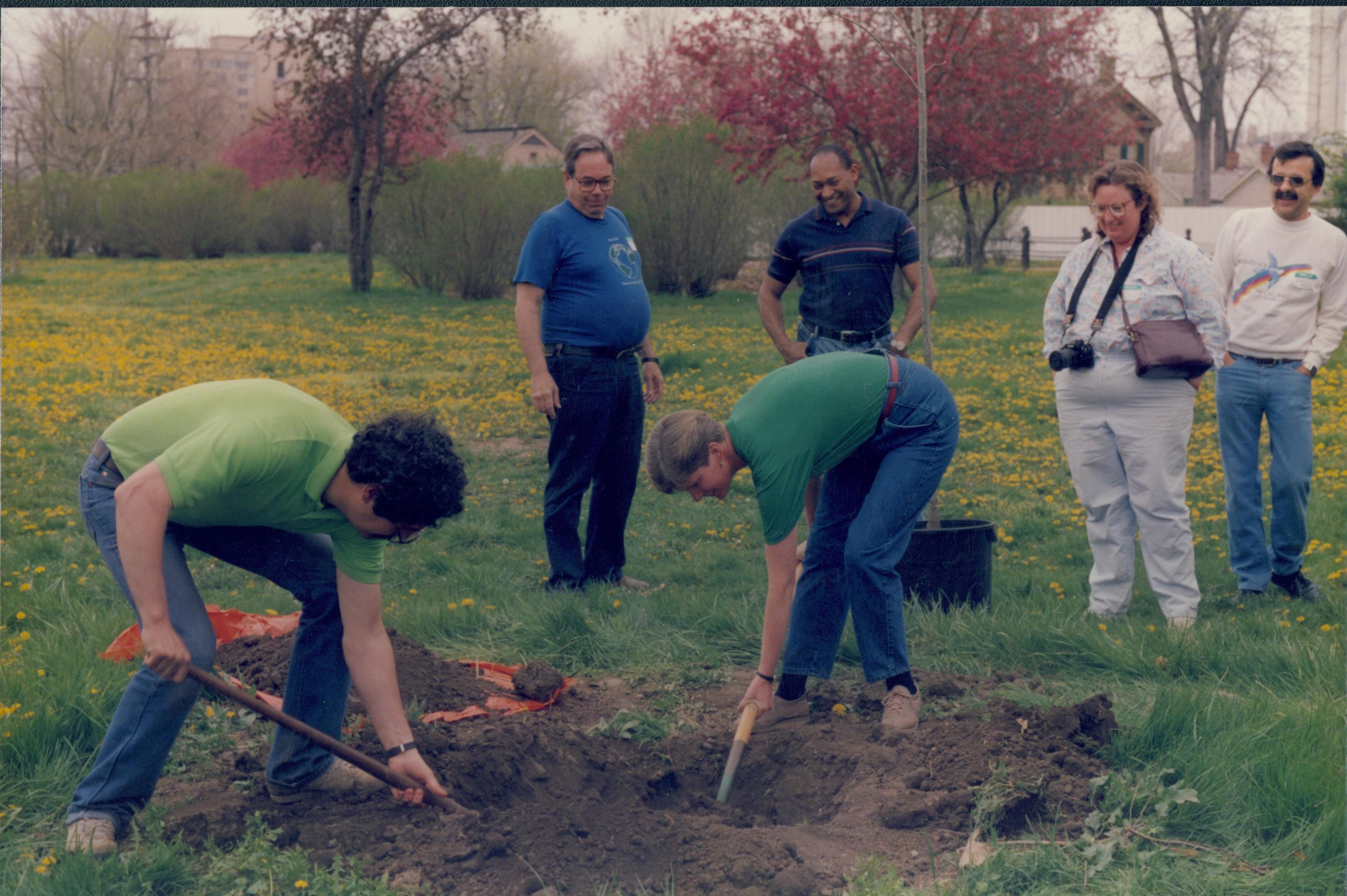 Tree planting, behind Morris Home Lincoln Home NHS- Earth Day 1989 Earth Day, tree, planting