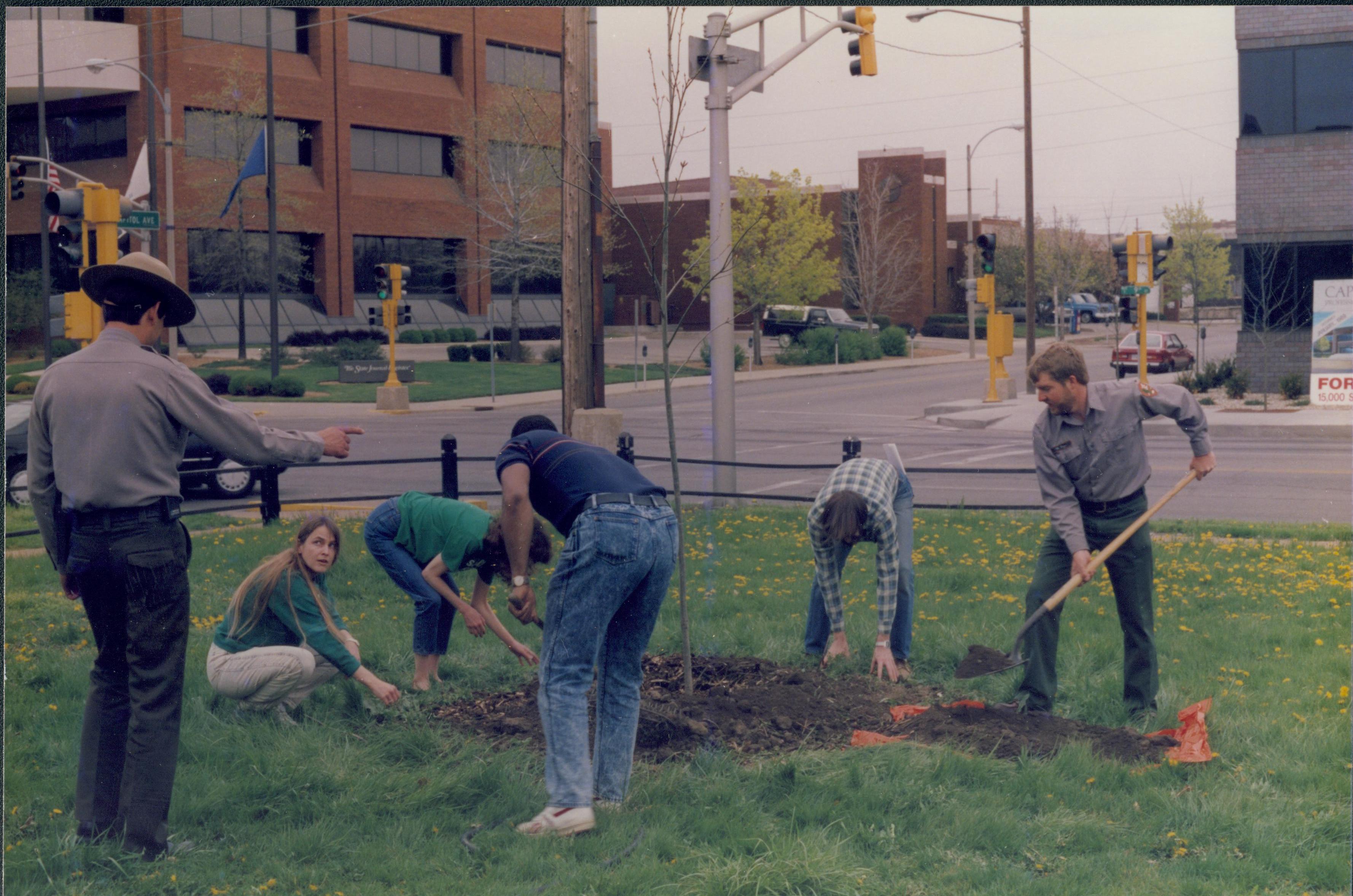 Tree planting, behind Morris Home Lincoln Home NHS- Earth Day 1989 Earth Day, tree, planting