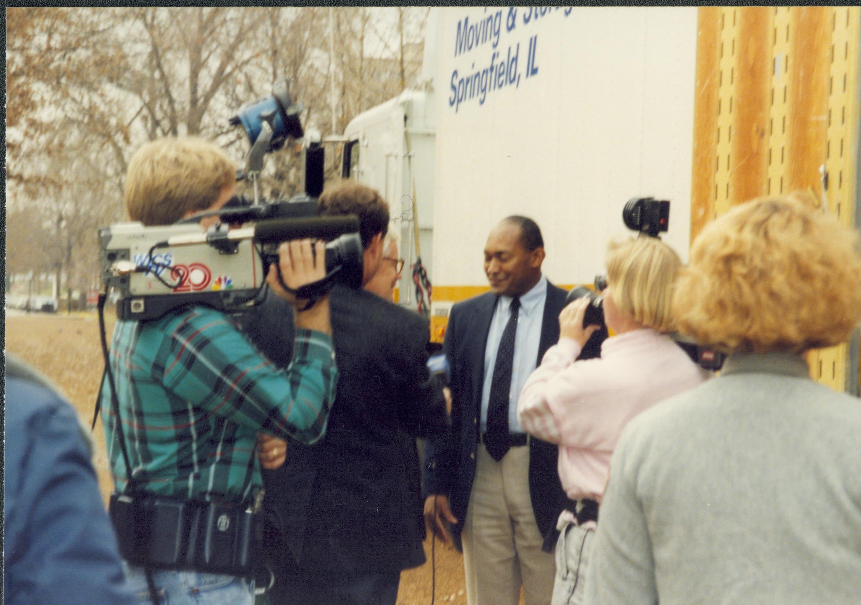 Man being interviewed. Lincoln Home NHS- Bring Furniture Back Home, 313194 furniture, media