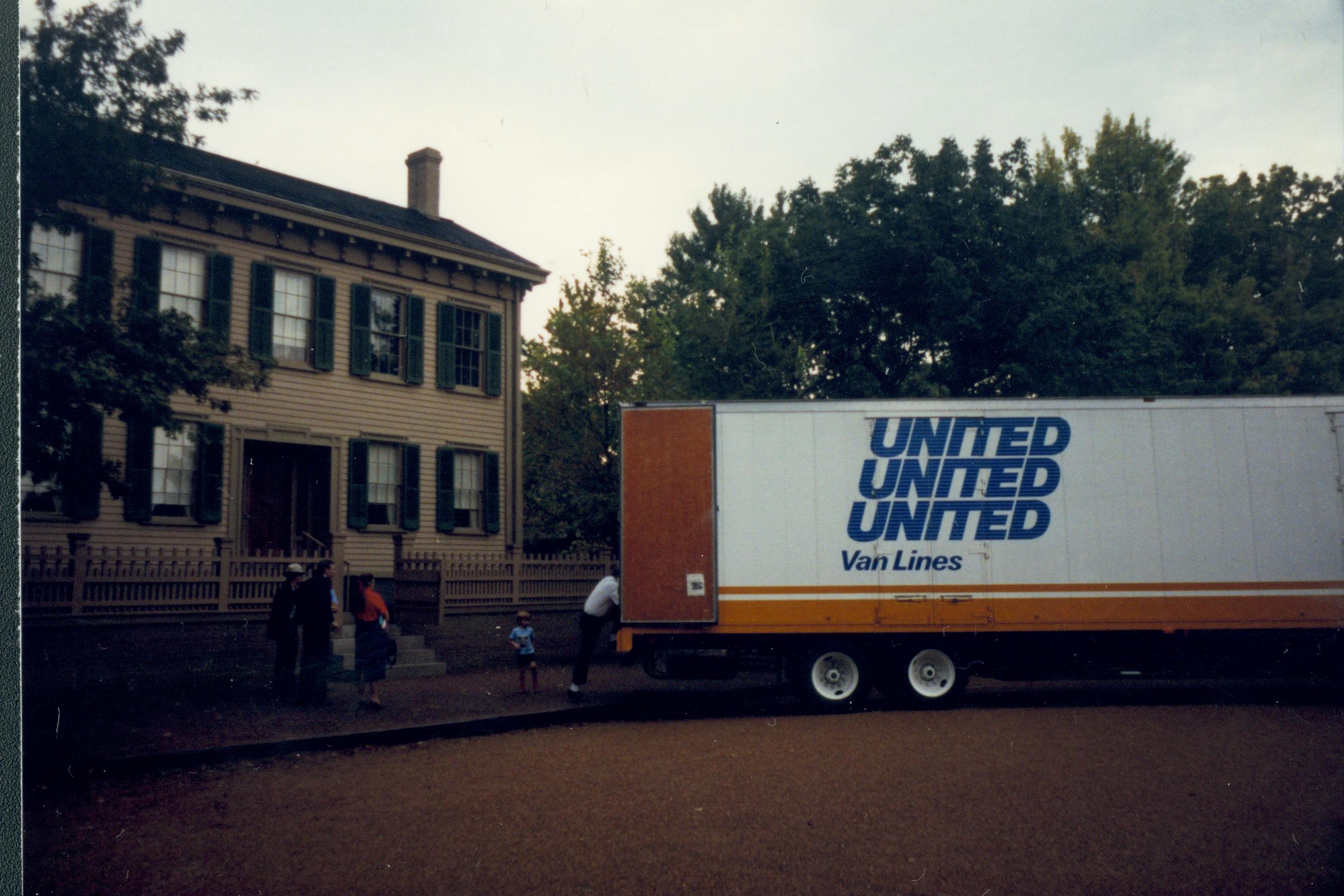 Unloading moving truck in front of Lincoln home. Lincoln Home NHS- Bring Furniture Back Home, 367659 furniture, movers, truck