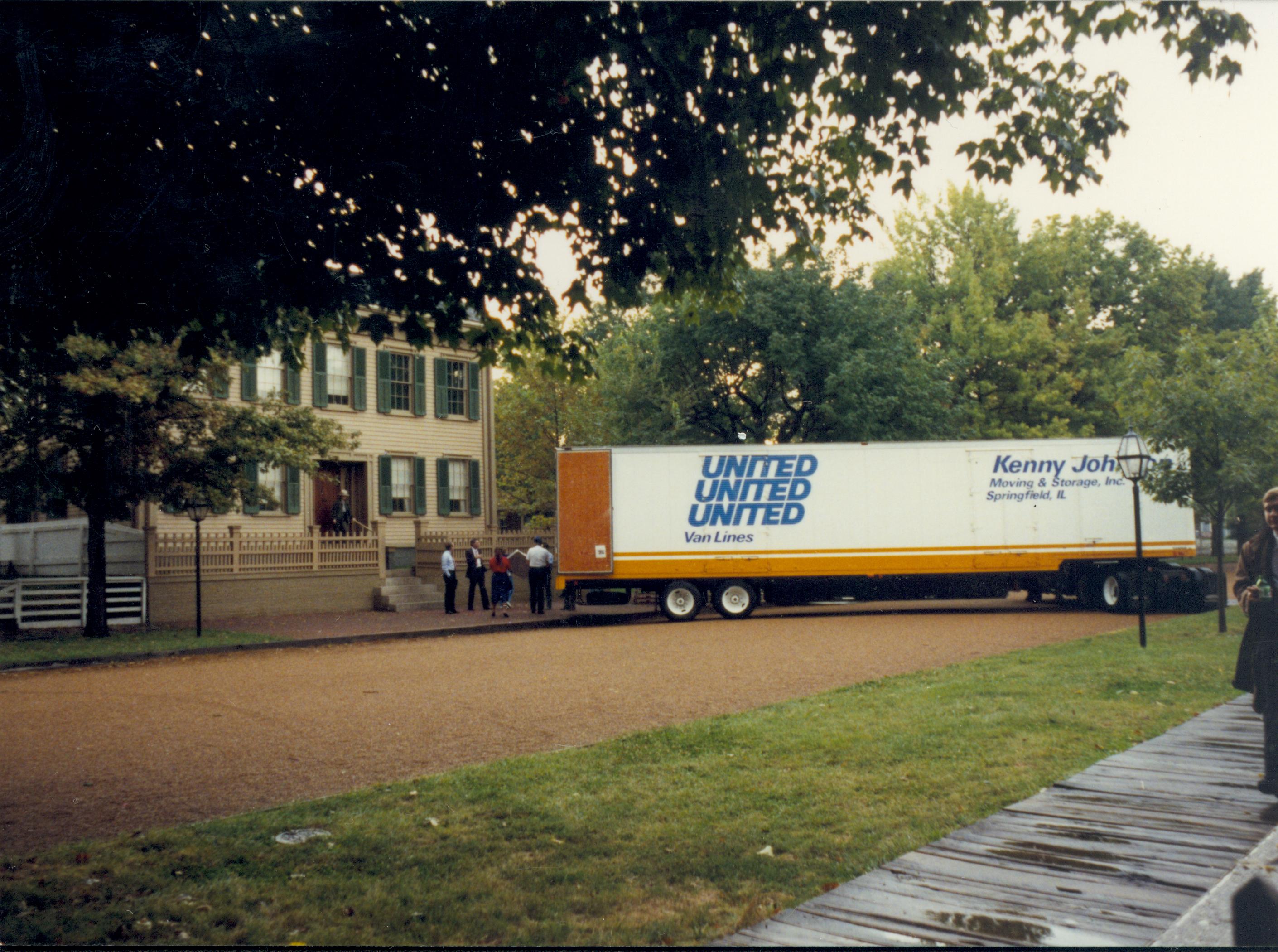 Moving truck in front of Lincoln Home. Lincoln Home NHS- Bring Furniture Back Home, 367659 furniture, movers, sofa