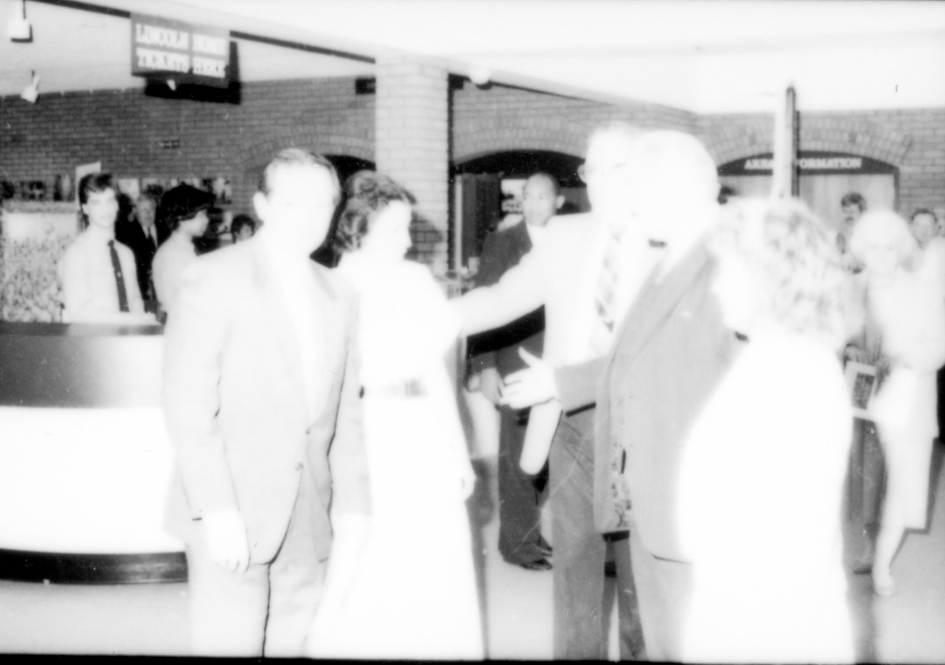 Washed out picture Lincoln Home NHS- Paul Findley and Michel VIP visit, 121 Finley, Michel, visit, reception