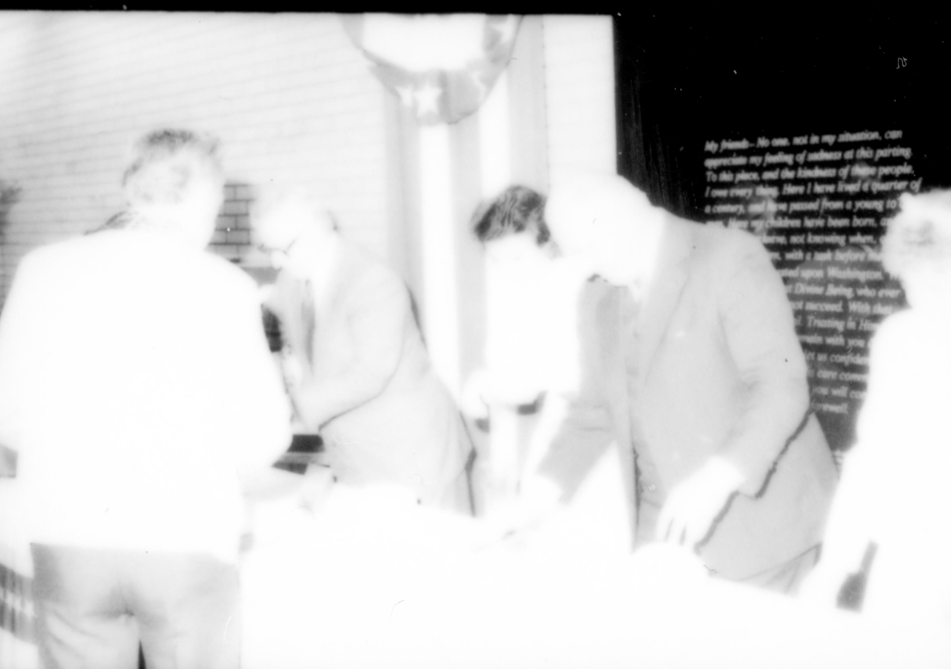 Washed out picture. Lincoln Home NHS- Paul Findley and Michel VIP visit, 121 Finley, Michel, visit, reception