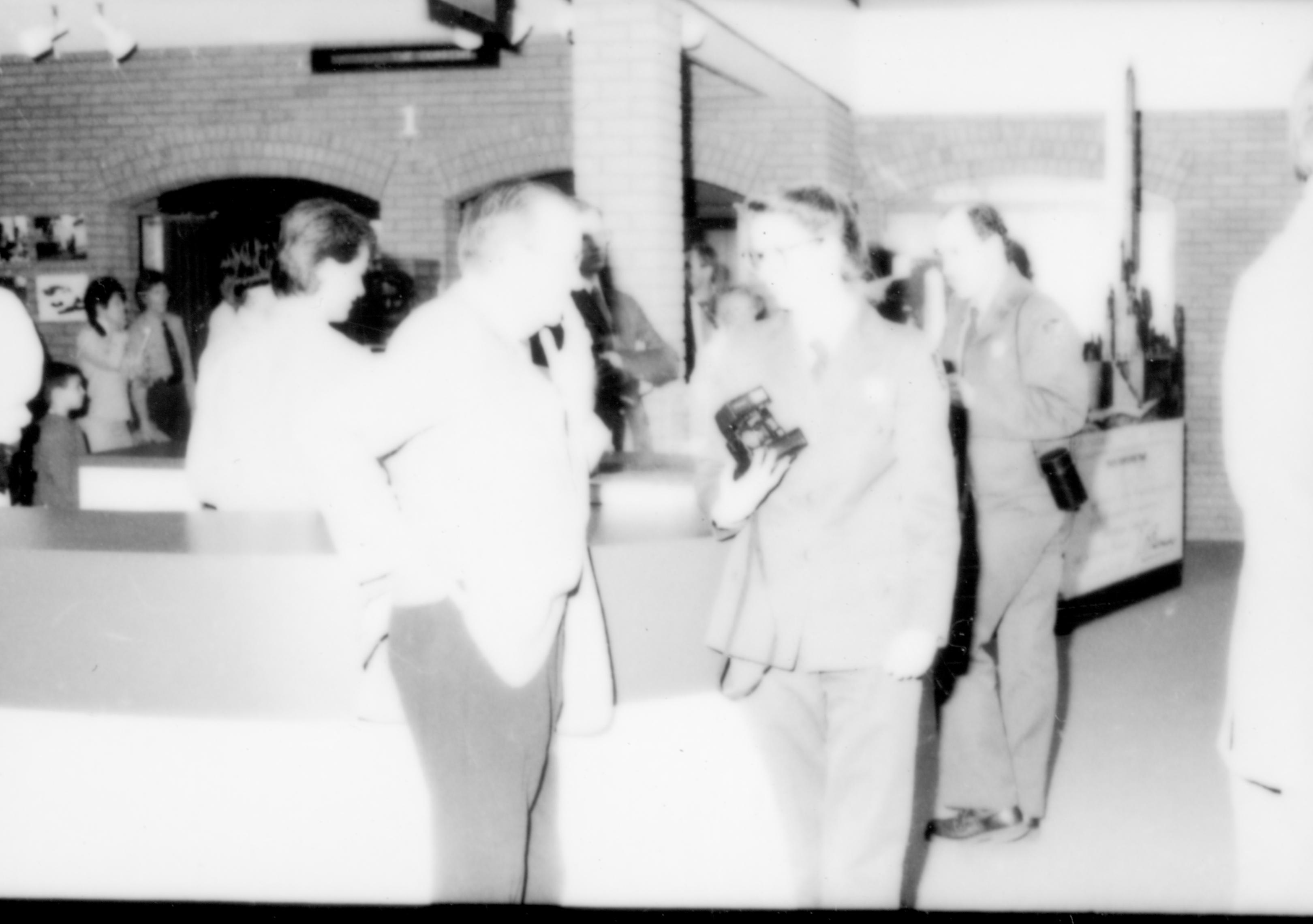 Washed out picture. Lincoln Home NHS- Paul Findley and Michel VIP visit, 121 Finley, Michel, visit, reception