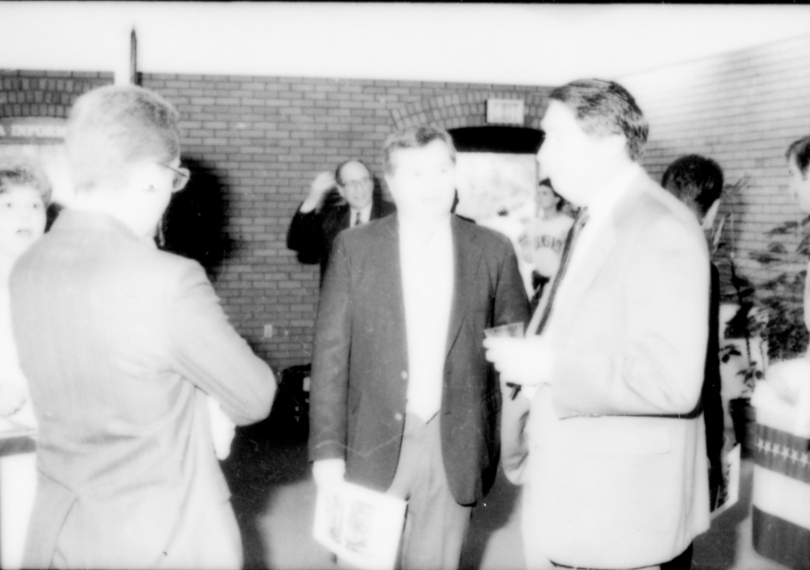 Washed out picture. Lincoln Home NHS- Paul Findley and Michel VIP visit, 122 Finley, Michel, visit, reception