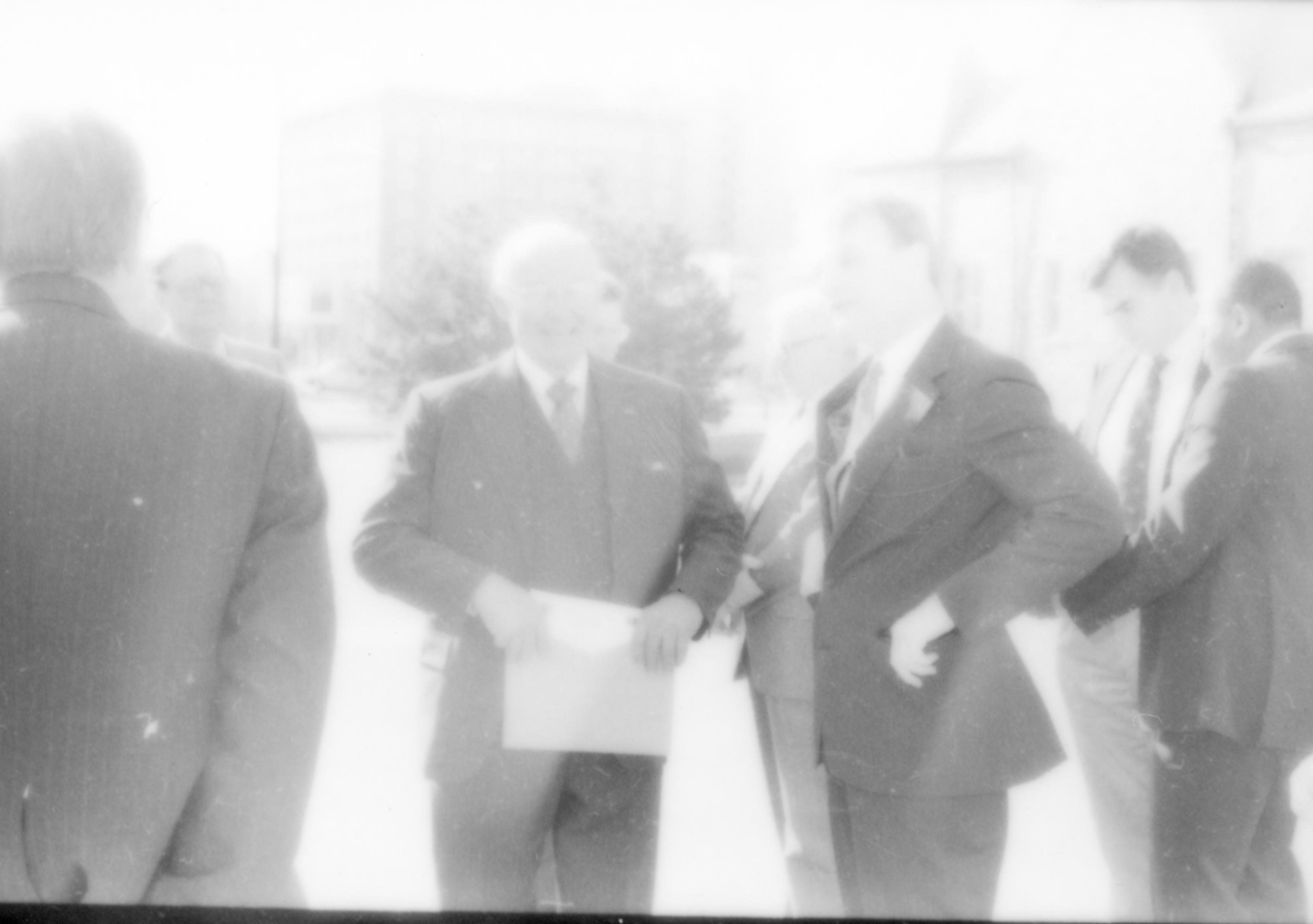poor quality picture. Lincoln Home NHS- Paul Findley and Michel VIP visit, 124 Finley, Michel, visit