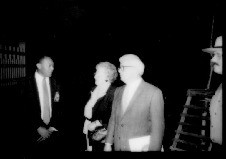 Man talking to lady & man, Ranger nearby. Lincoln Home NHS- Paul Findley and Michel VIP visit, 129 Finley, Michel, visit, tour