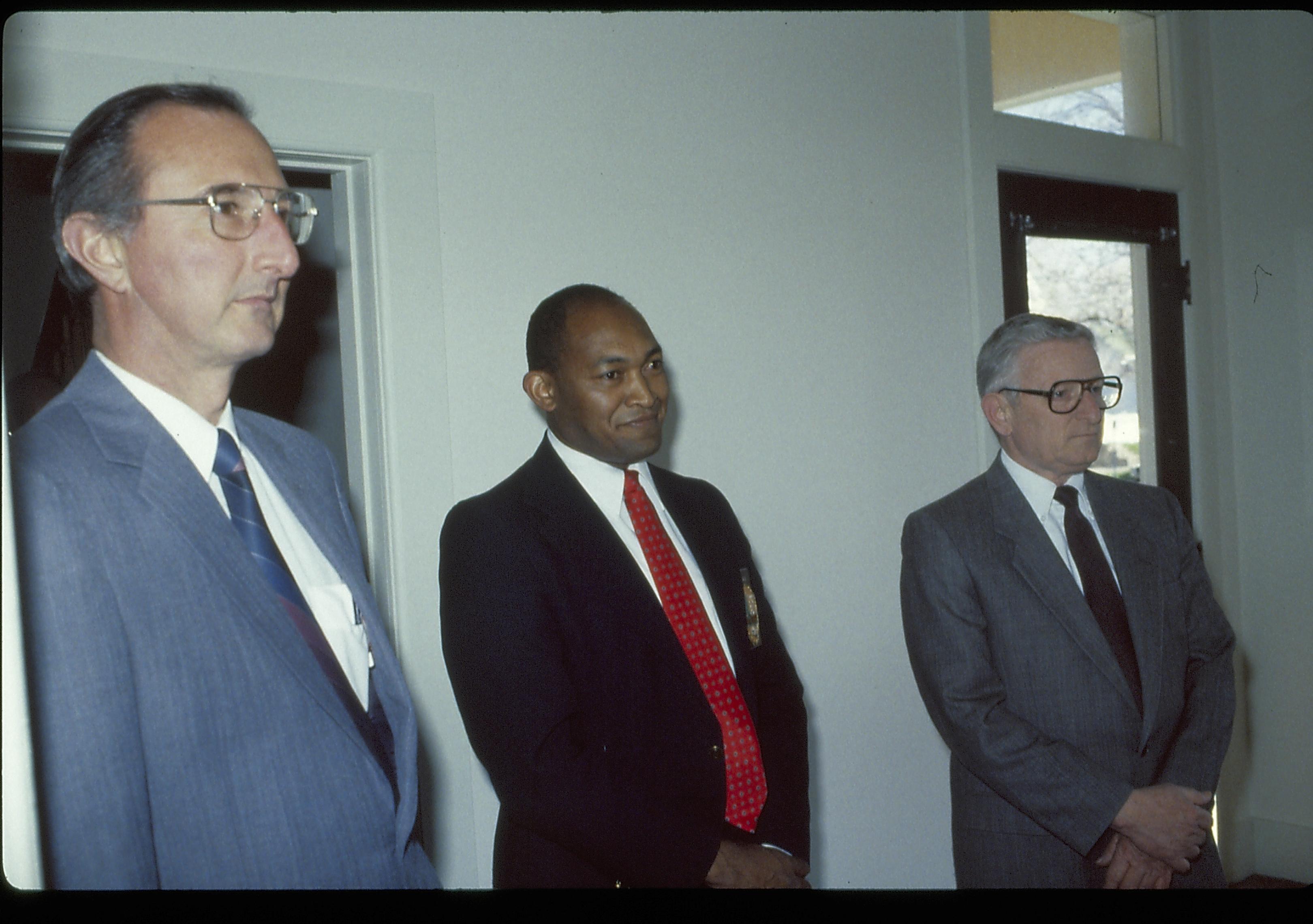 Three men standing Lincoln Home NHS- VIP Findley and Michels Visit award, visit, ceremony