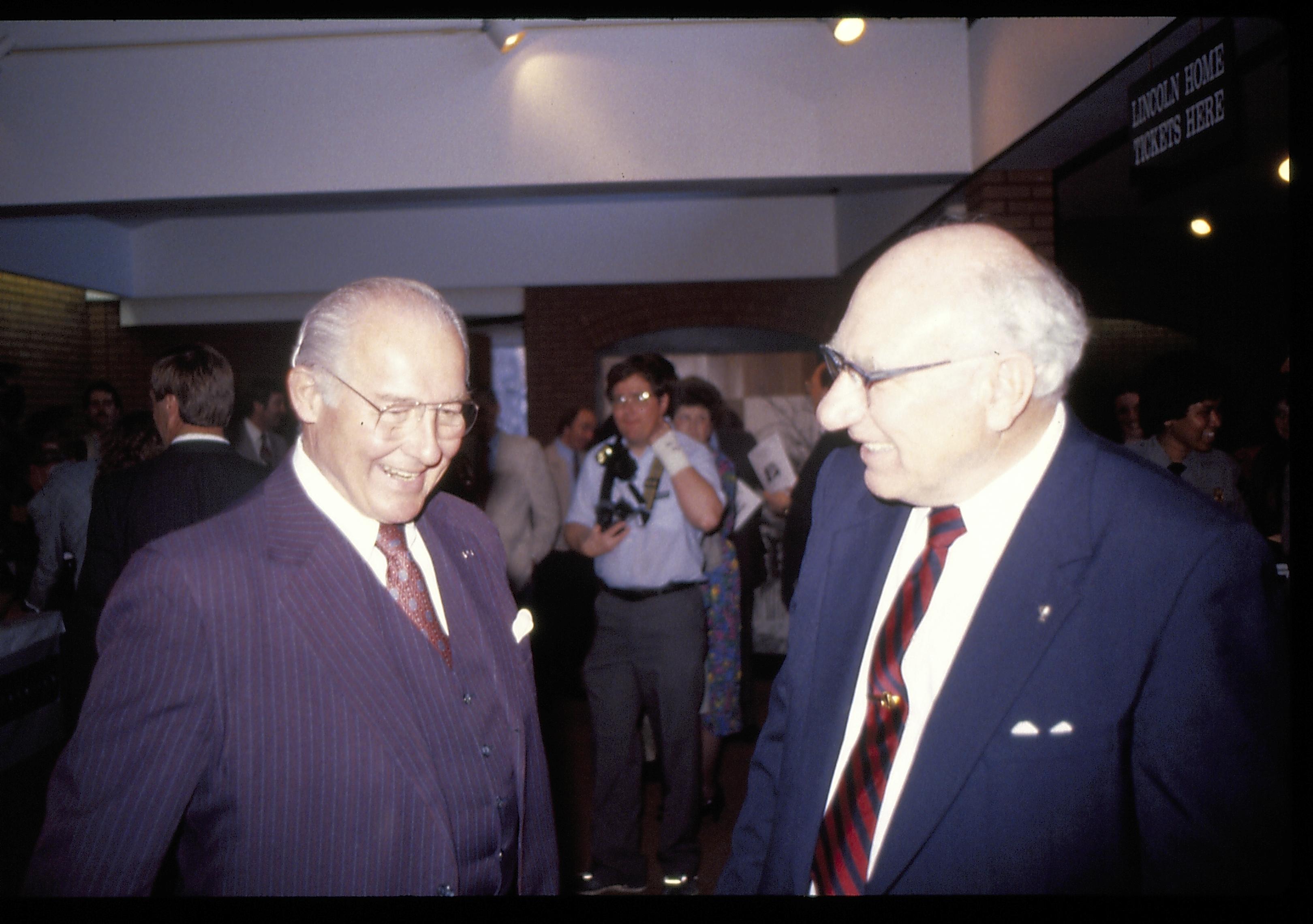 TWO MEN TALKING TO EACH OTHER. Lincoln Home NHS- VIP Findley and Michels Visit award, visit, reception