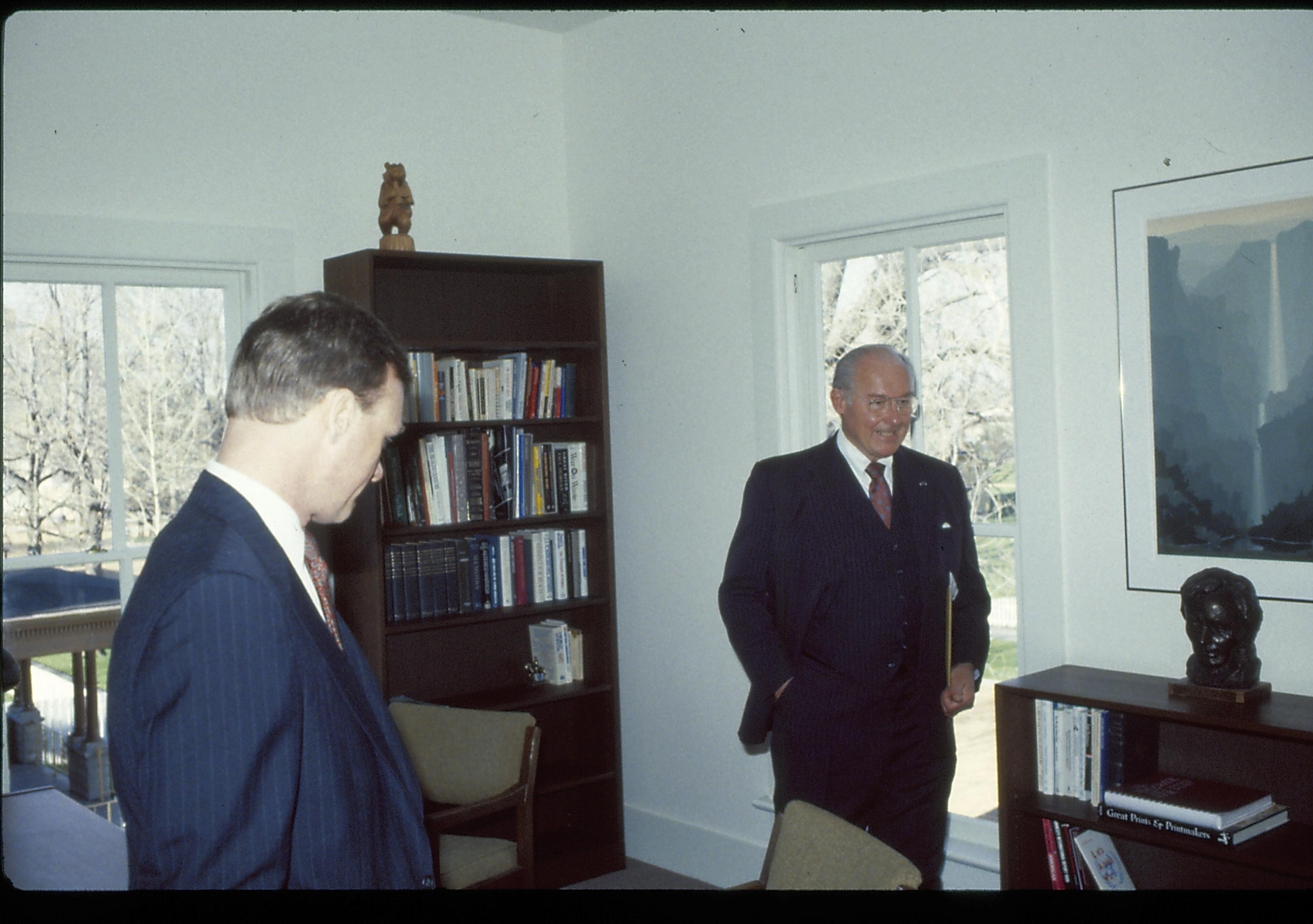 Two men standing in office. Lincoln Home NHS- VIP Findley and Michel Visit award, visit, tour