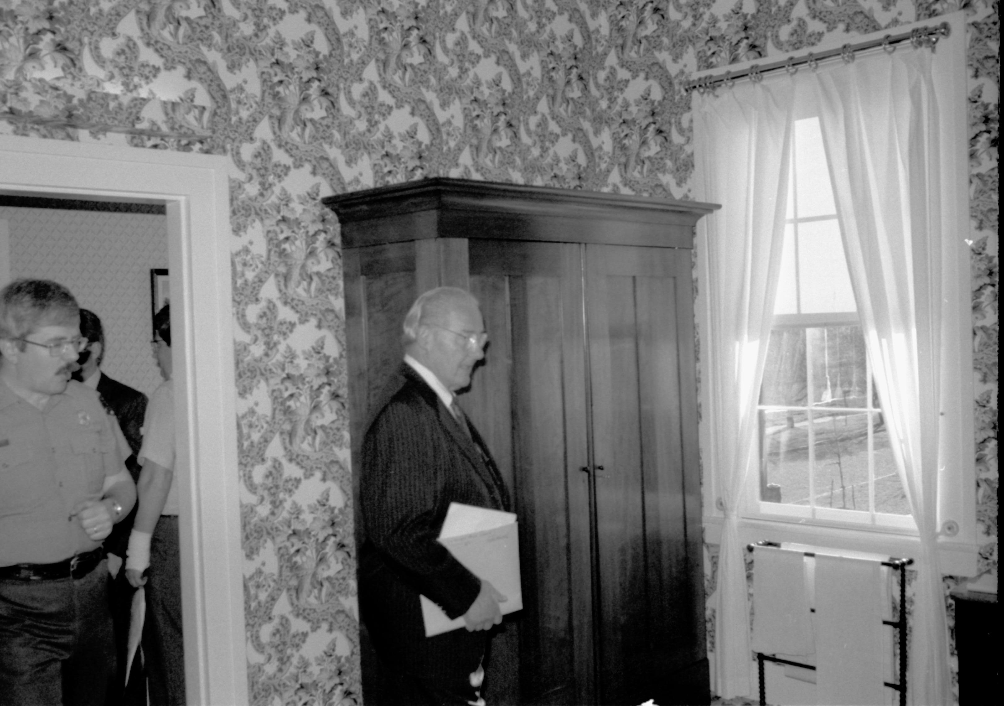 Men standing in bedroom of Home.  Lincoln Home NHS- VIP Findley and Michel Visit, 65A award, visit, tour