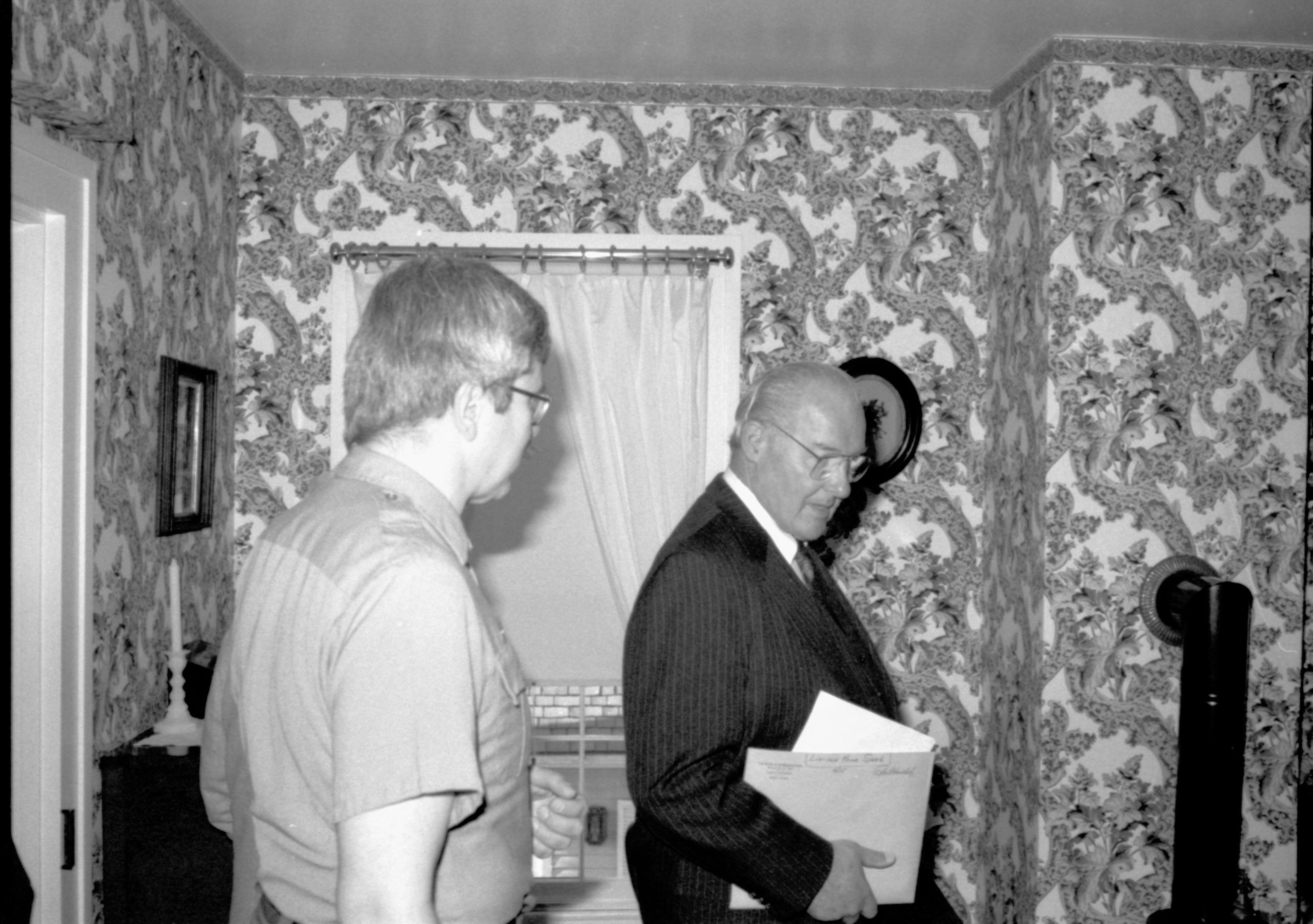 Ranger and man in Mary's bedroom. Lincoln Home NHS- VIP Findley and Michel Visit, 65A award, visit, tour