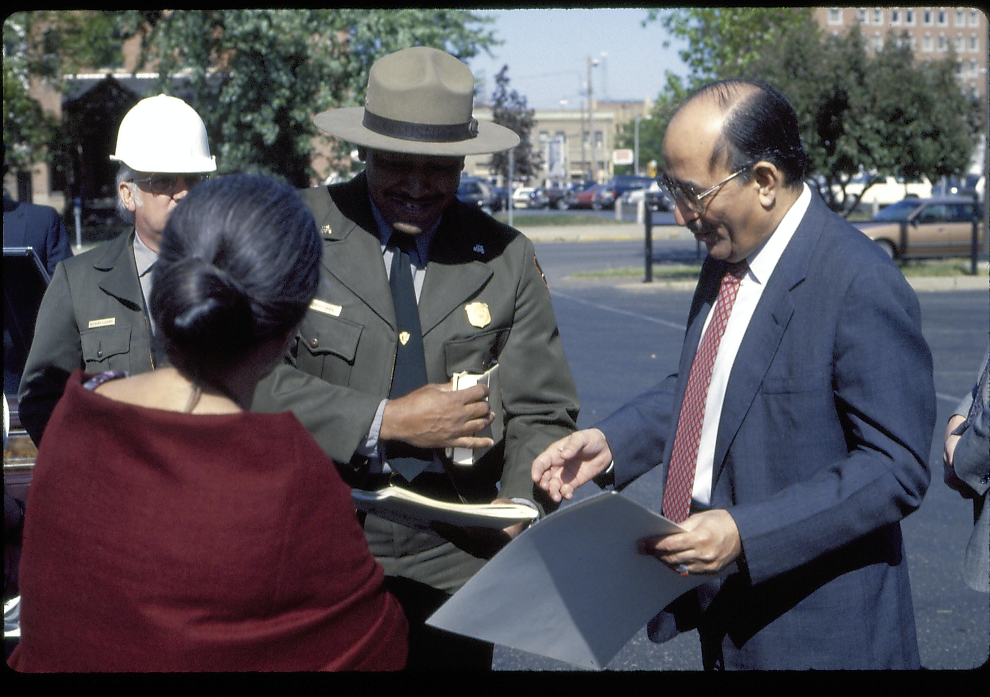 Ranger giving booklet to man. Lincoln Home NHS- Foreign Dignitary Visit dignitary, visit, tour