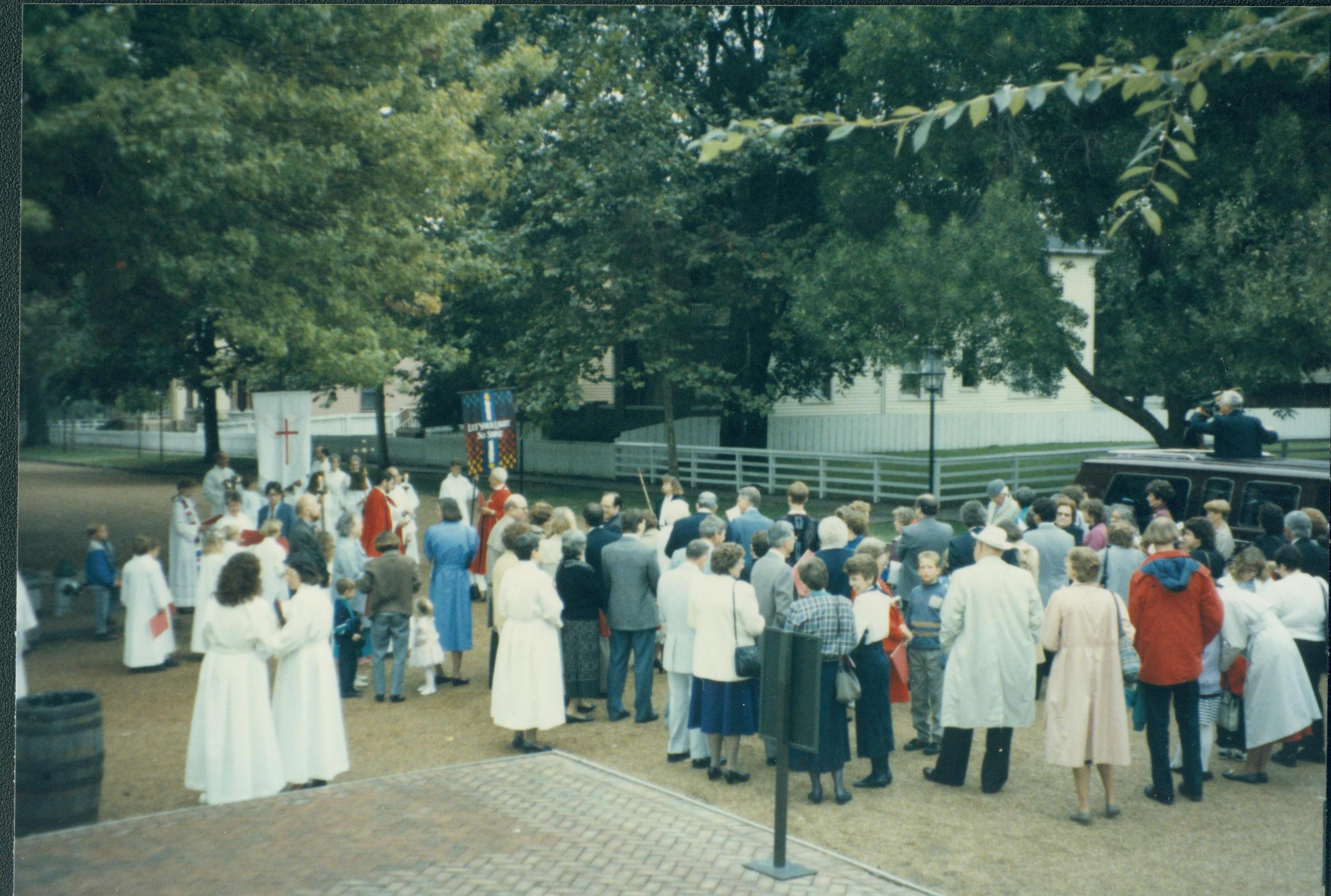 Grace Lutheran Church holding services in front of Sprigg or Arnold Home Lincoln Home NHS- Grace Lutheran Service service, Grace, Lutheran