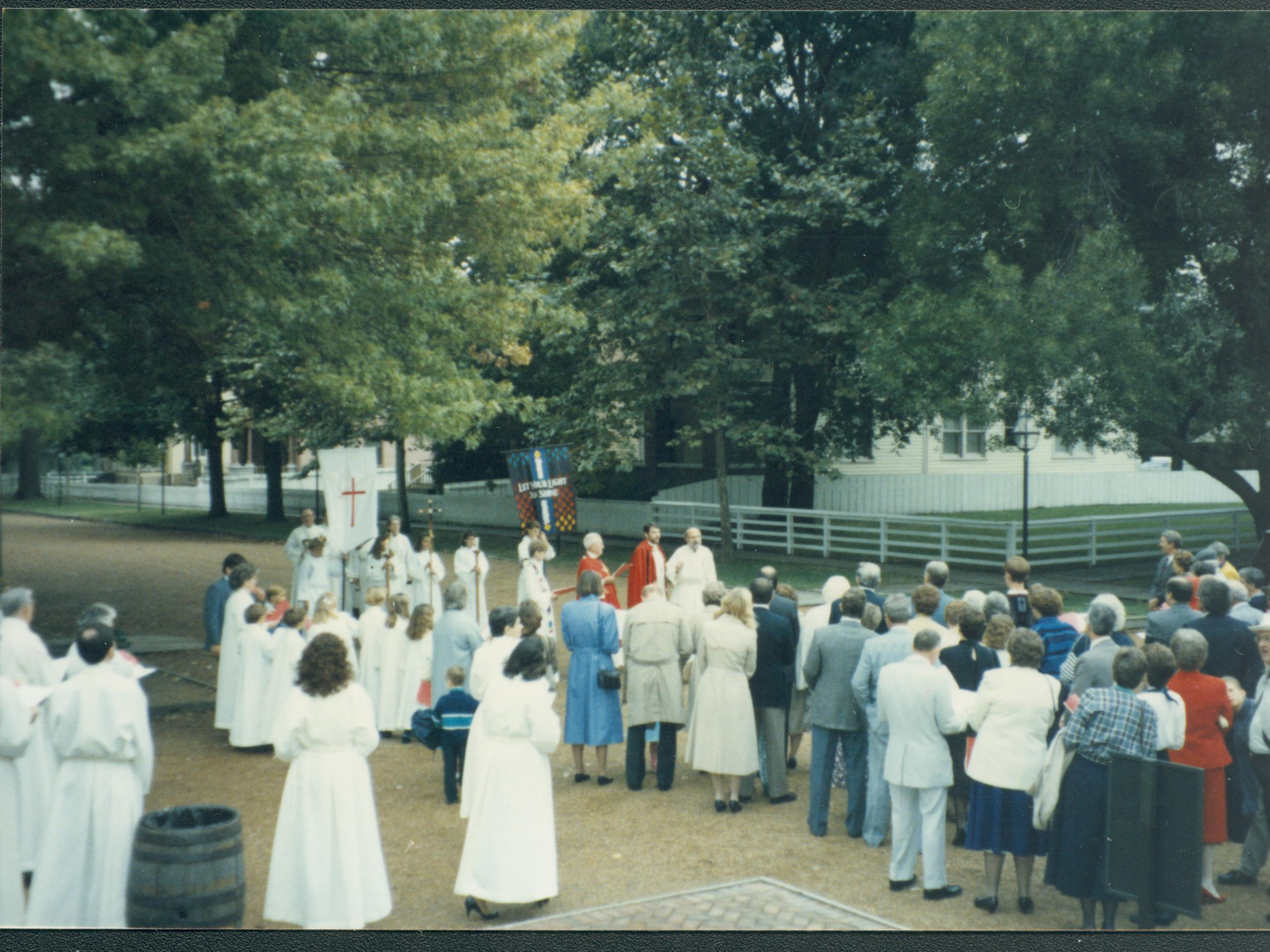 Grace Lutheran Church holding services in front of Sprigg or Arnold Home Lincoln Home NHS- Grace Lutheran Service service, Grace, Lutheran