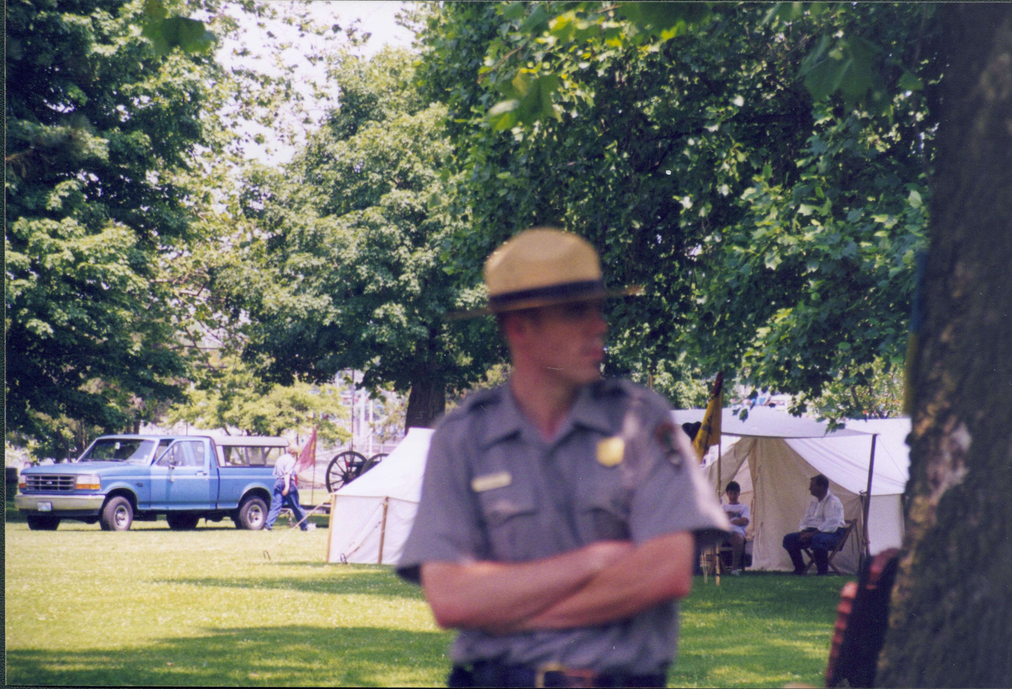 Ranger standing with arms folded. Lincoln Home NHS- Grierson Days Jacksonville Grierson, Jacksonville, celebration