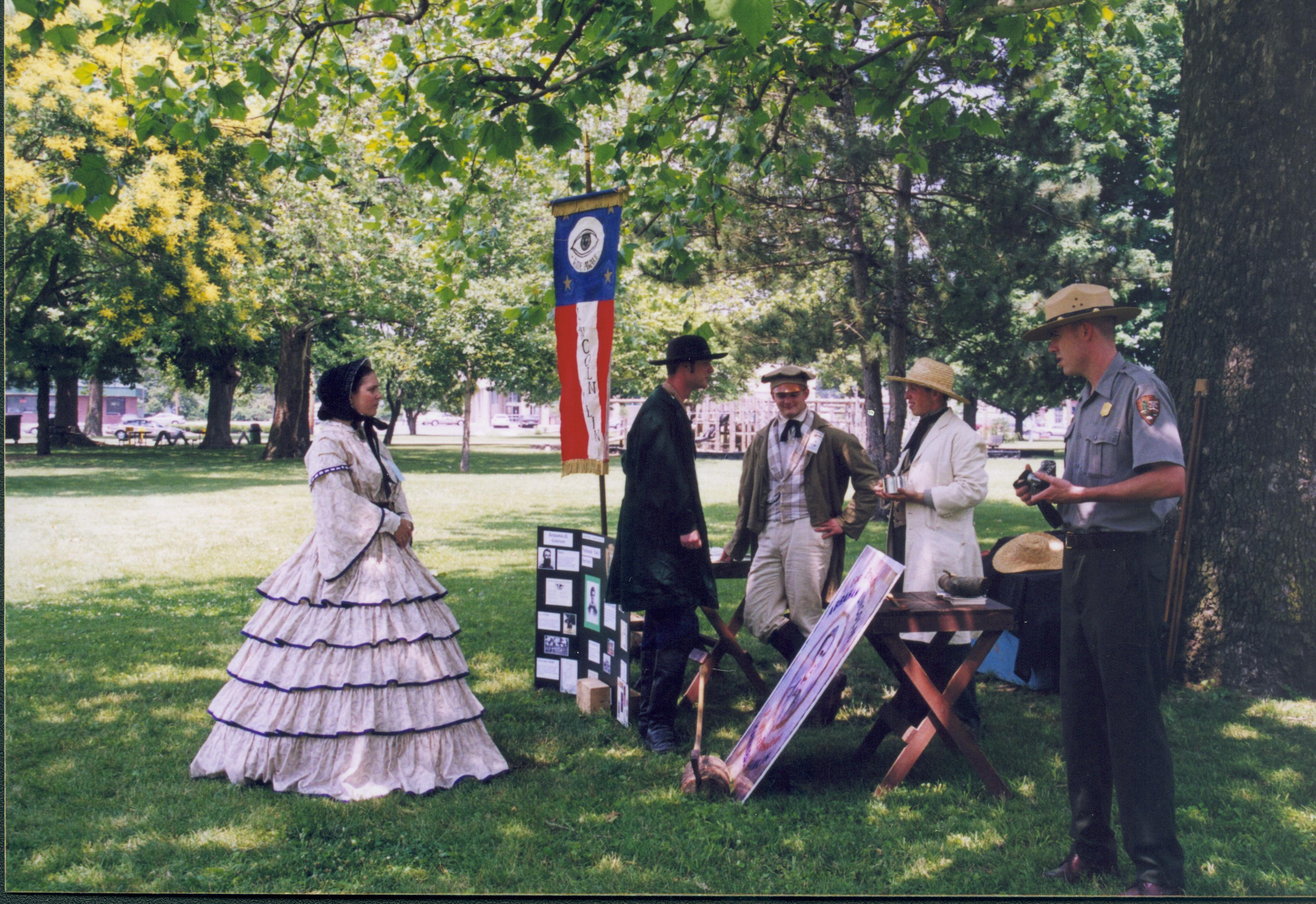 People in period dress with exhibit. Lincoln Home NHS- Grierson Days Jacksonville Grierson, Jacksonville, celebration