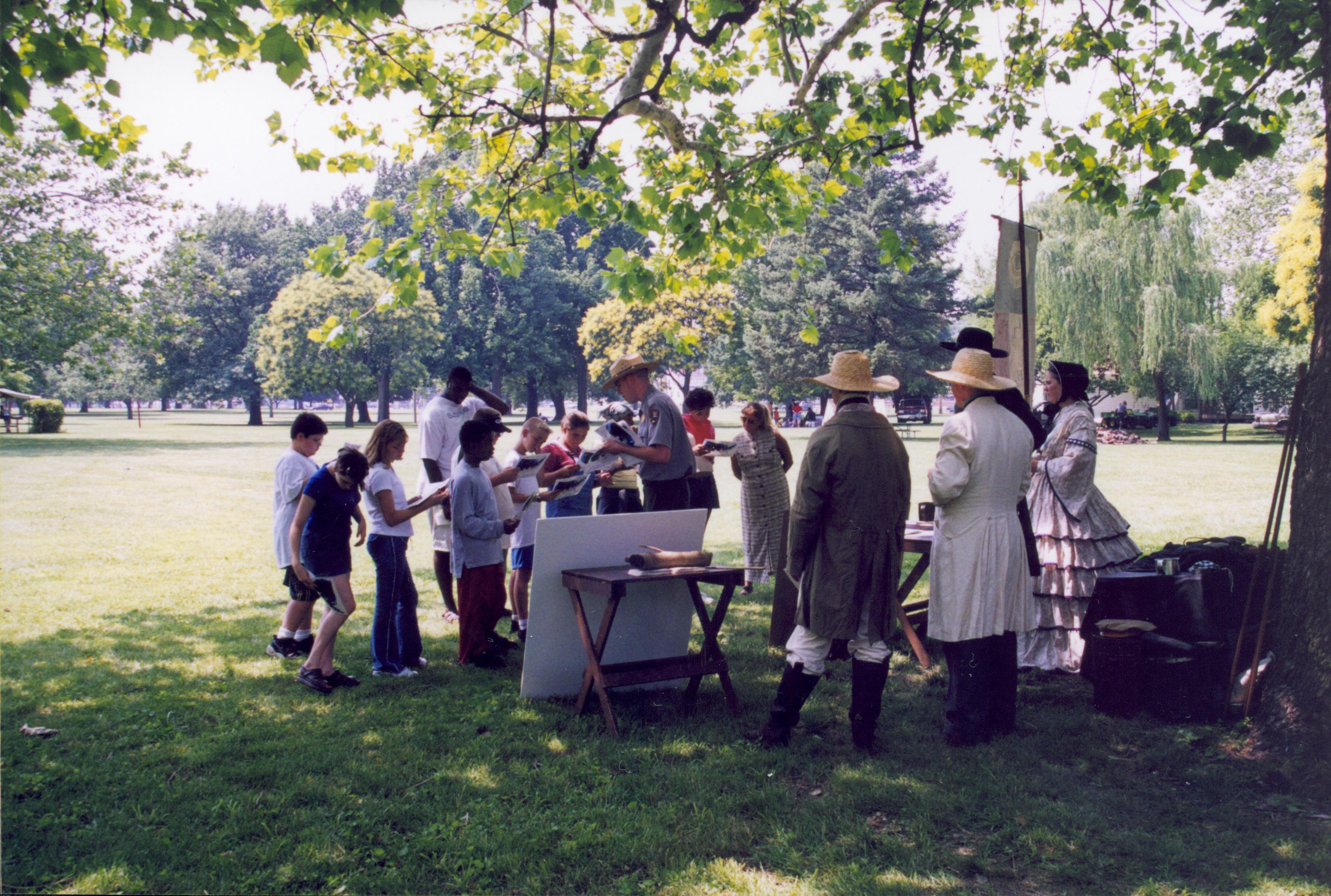 Children interacting with Ranger. Lincoln Home NHS- Grierson Days Jacksonville Grierson, Jacksonville, celebration