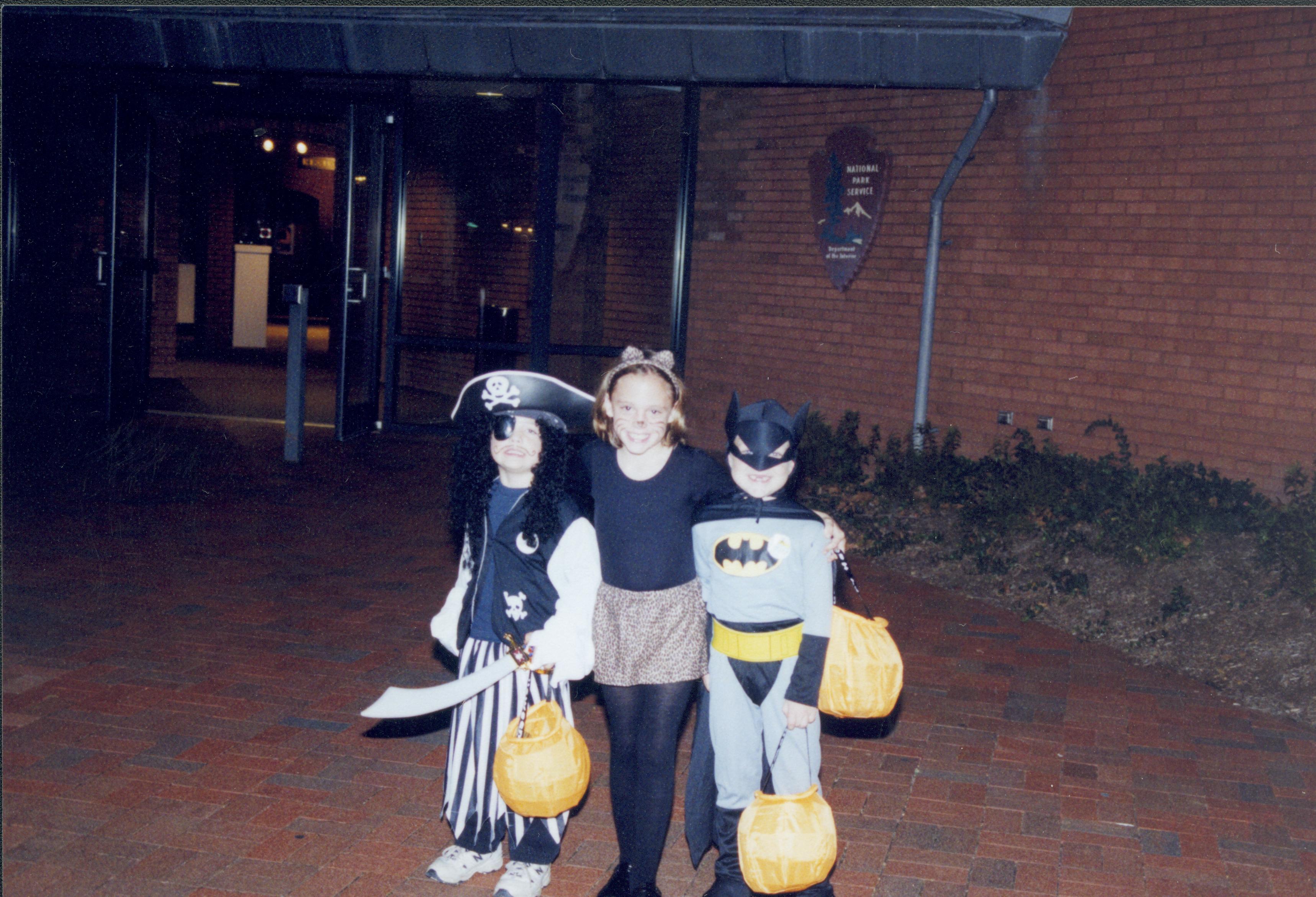 Three children dressed as a pirate , batman & mouse. Lincoln Home NHS- Halloween halloween, costumes, decorations