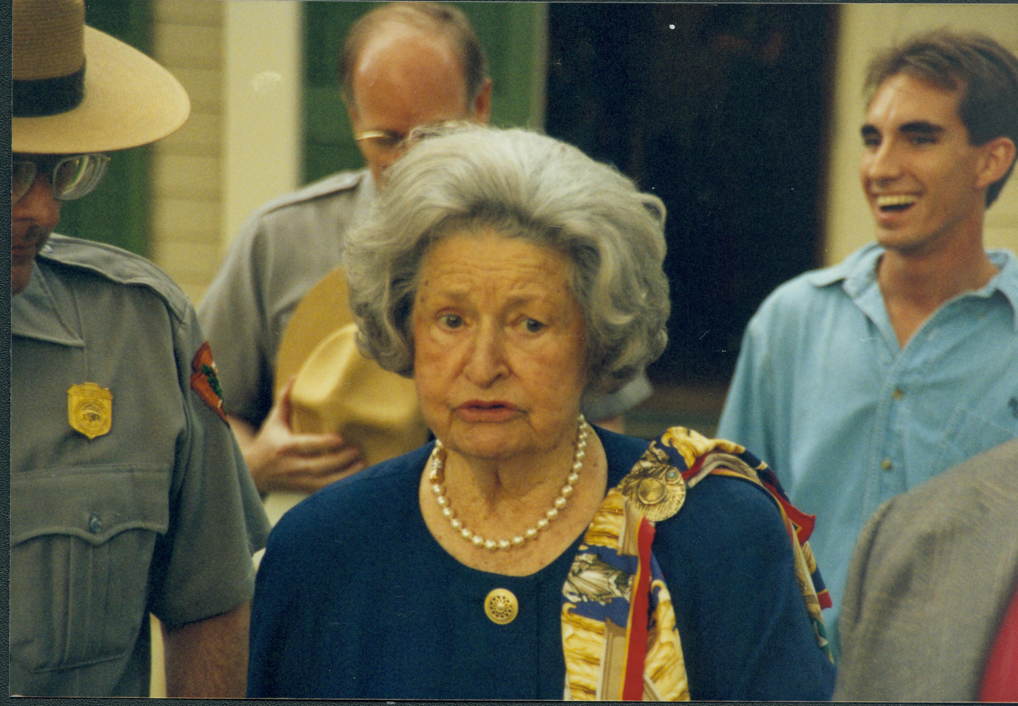 Close up of lady in blue dress Lincoln Home NHS- Lady Bird Johnson visit, roll #2 neg #7 Johnson, visit, tour