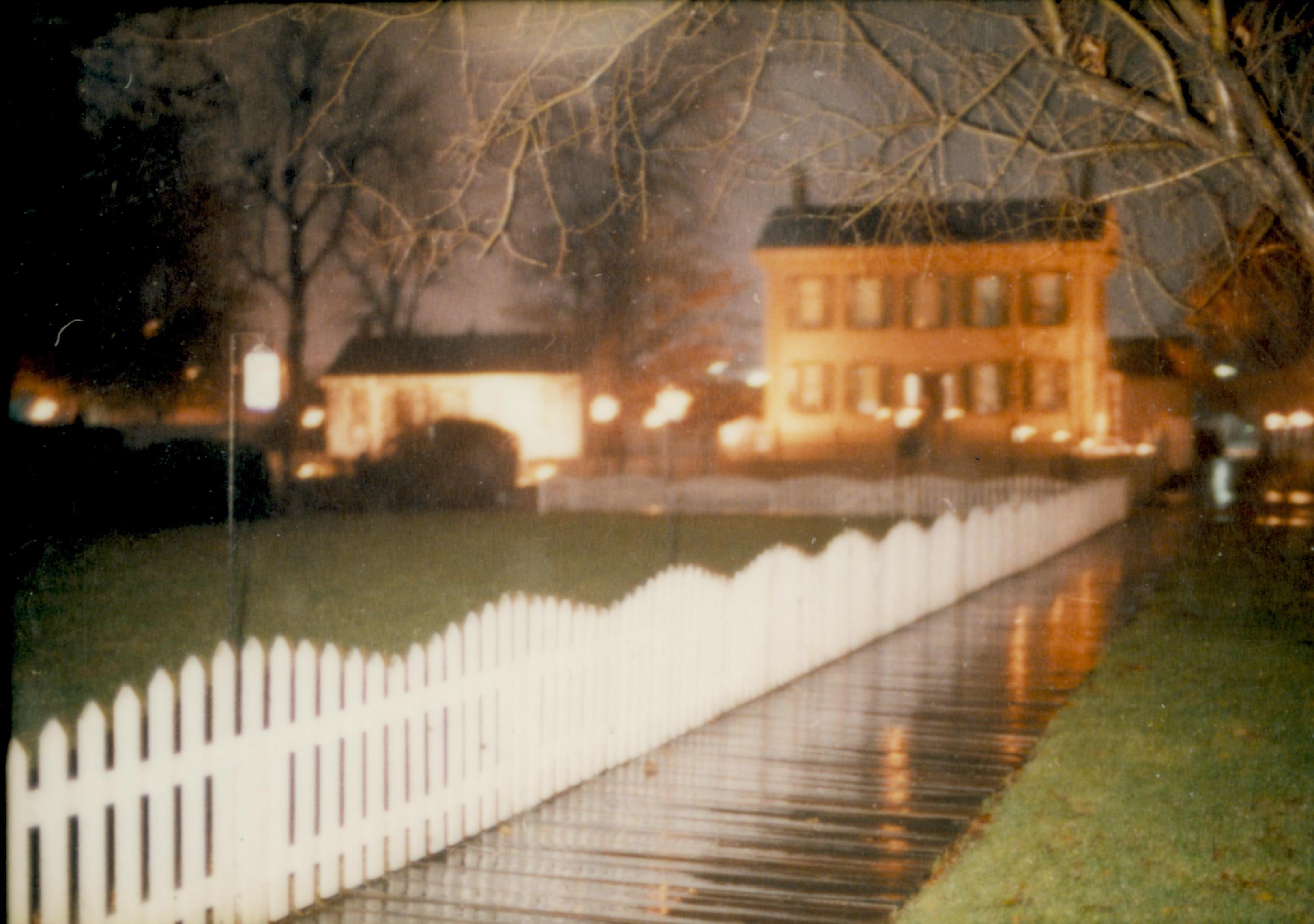 Lincoln Home NHS- Castleberry visit Looking north east from alley toward Lincoln Home and Corneau House Castleberry, visit, Lincoln Home, exterior, Corneau House, outdoor, rain