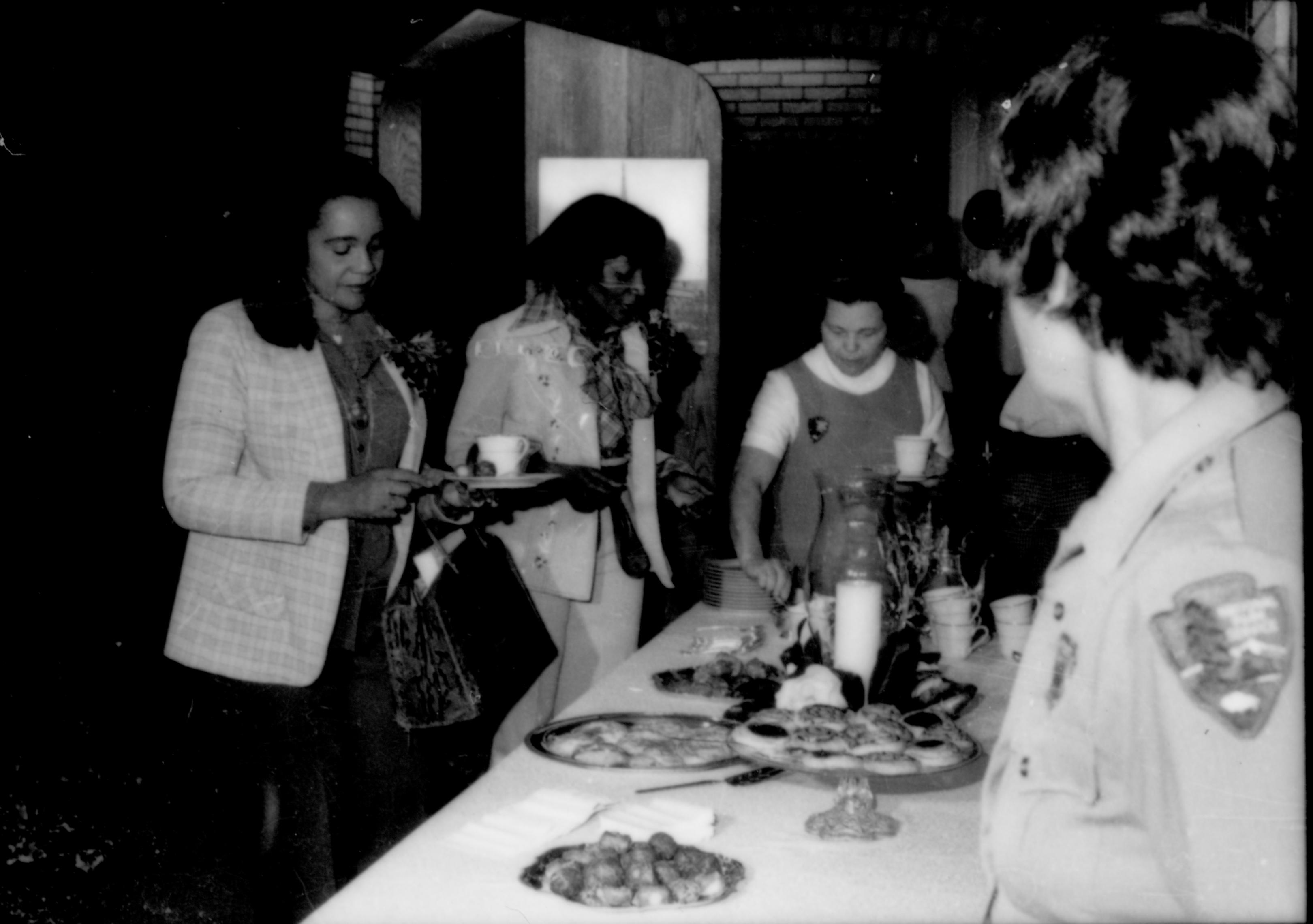 Ladies at refreshment table. Lincoln Home NHS- Coretta King Visit King, visit, reception