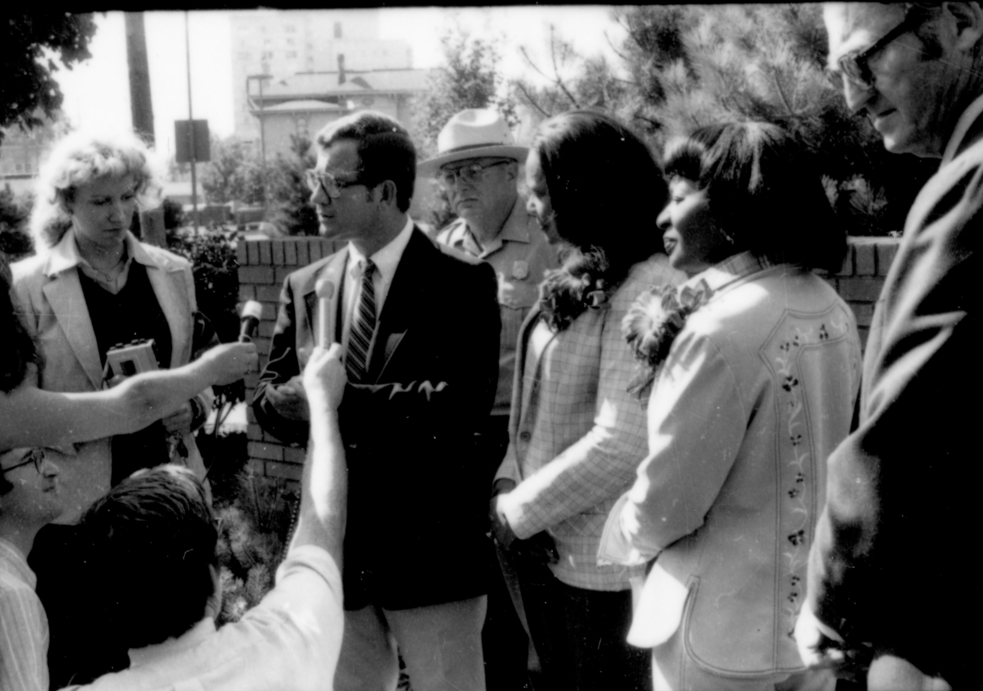 Man being interviewed. Lincoln Home NHS- Coretta King Visit King, visit