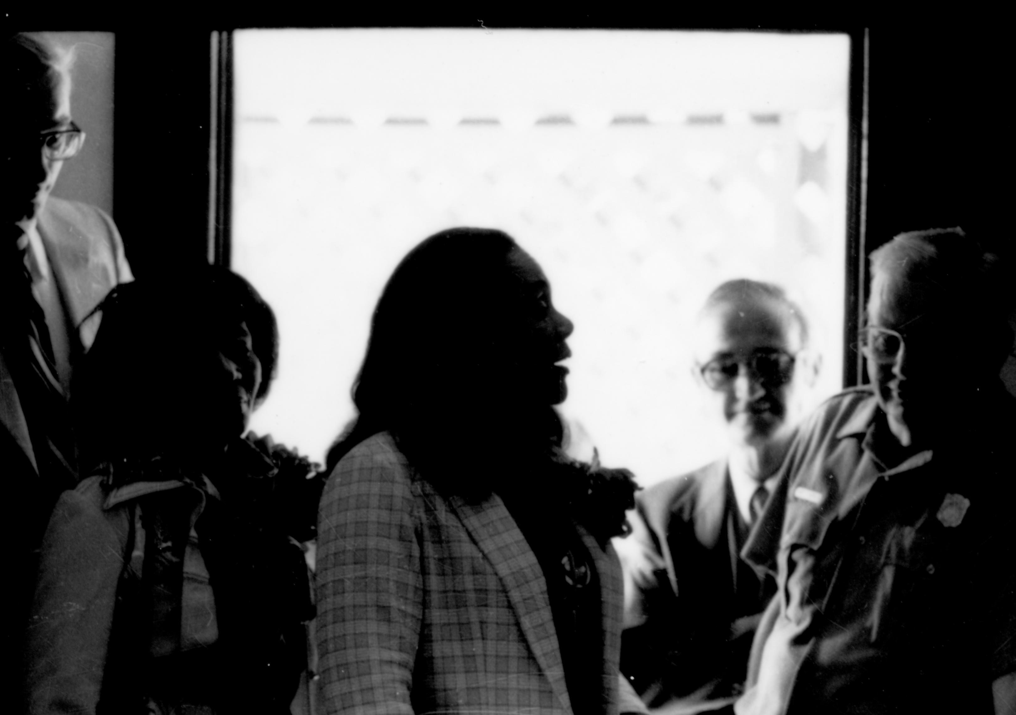 Ladies, Ranger, others standing in doorway. Lincoln Home NHS- Coretta King Visit King, visit