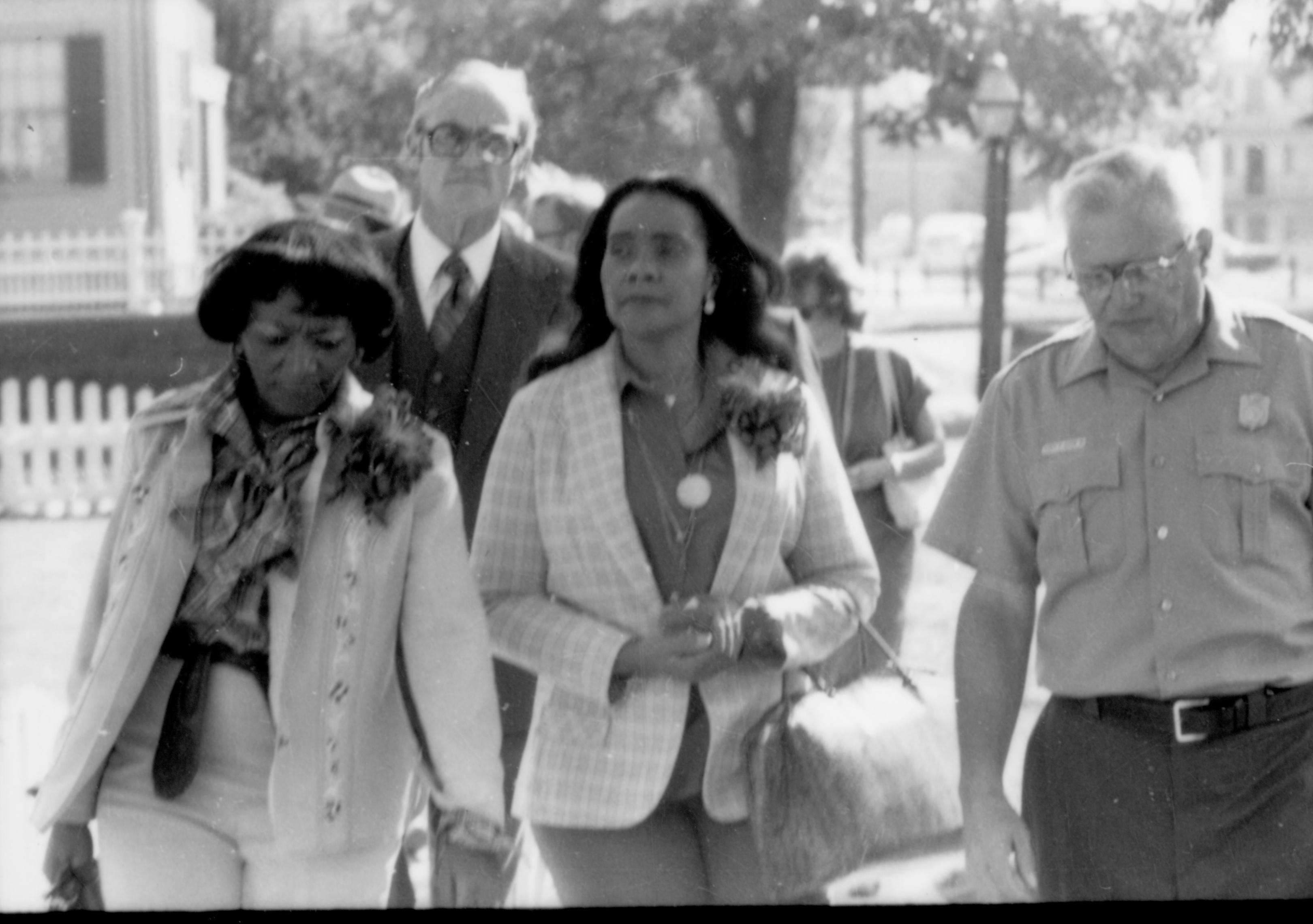 Group with Ranger walking on walk. Lincoln Home NHS- Coretta King Visit King, visit