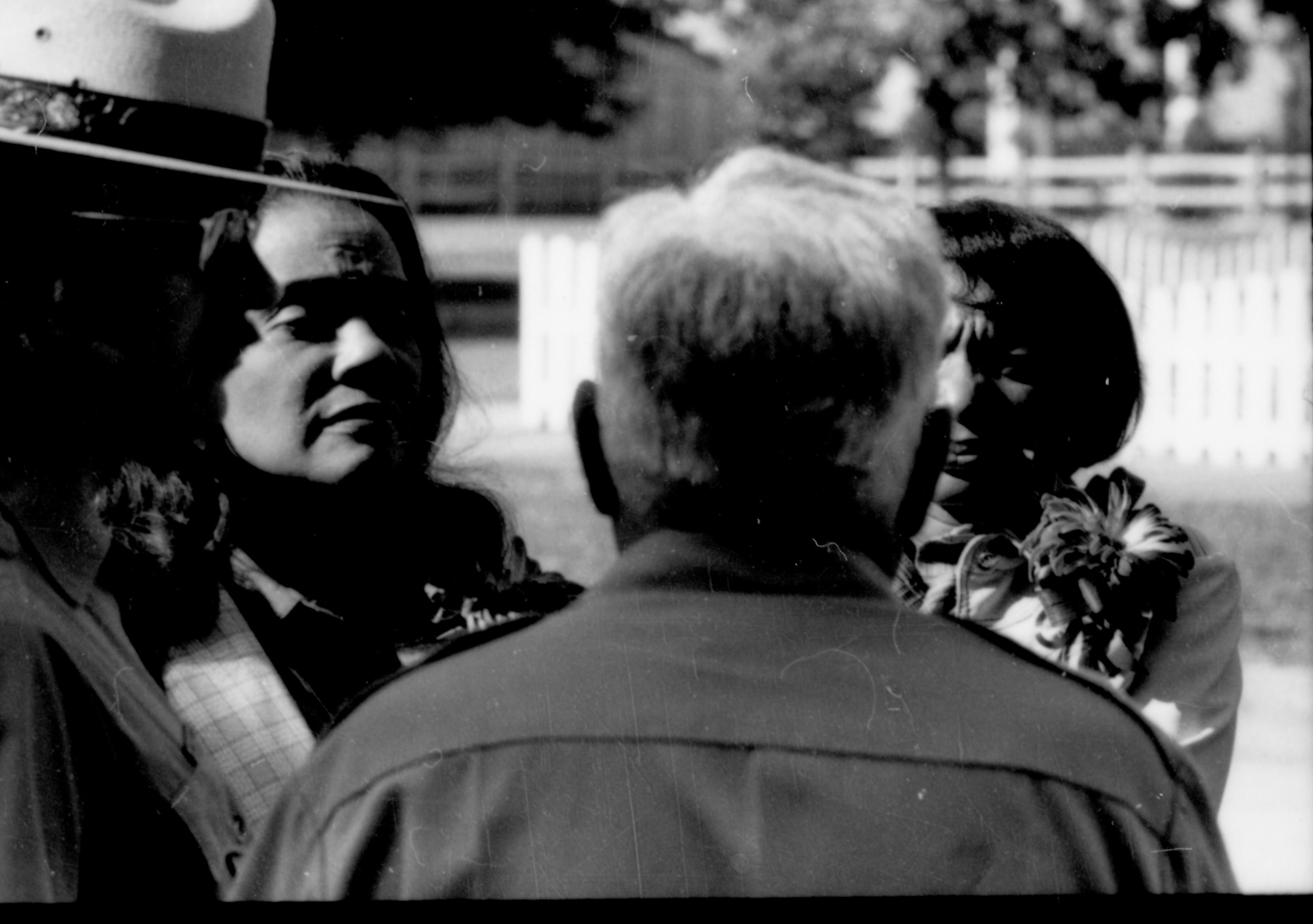 Two Rangers talking to two ladies. Lincoln Home NHS- Coretta King Visit King, visit