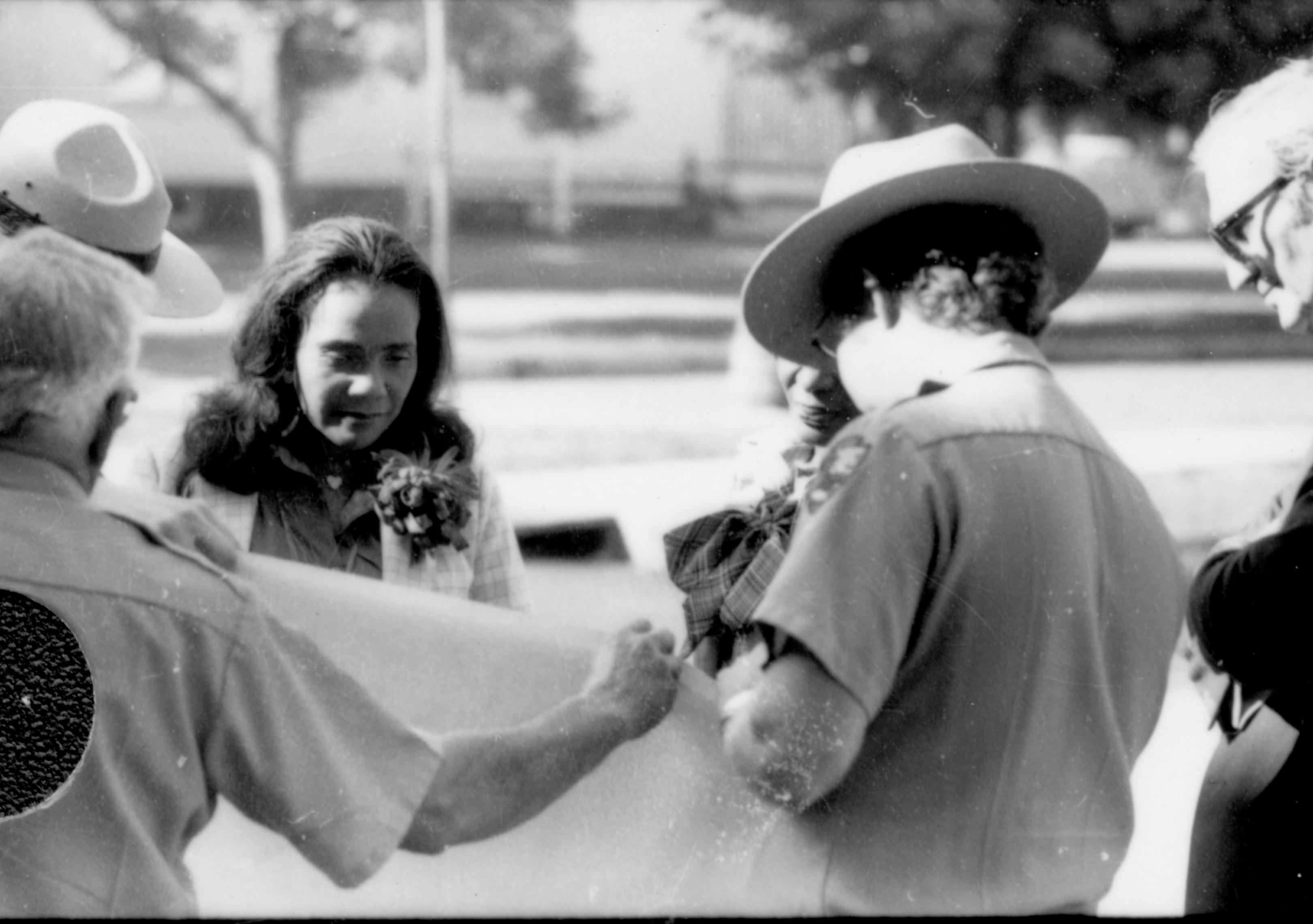 Three Rangers showing ladies map. Lincoln Home NHS- Coretta King Visit King, visit