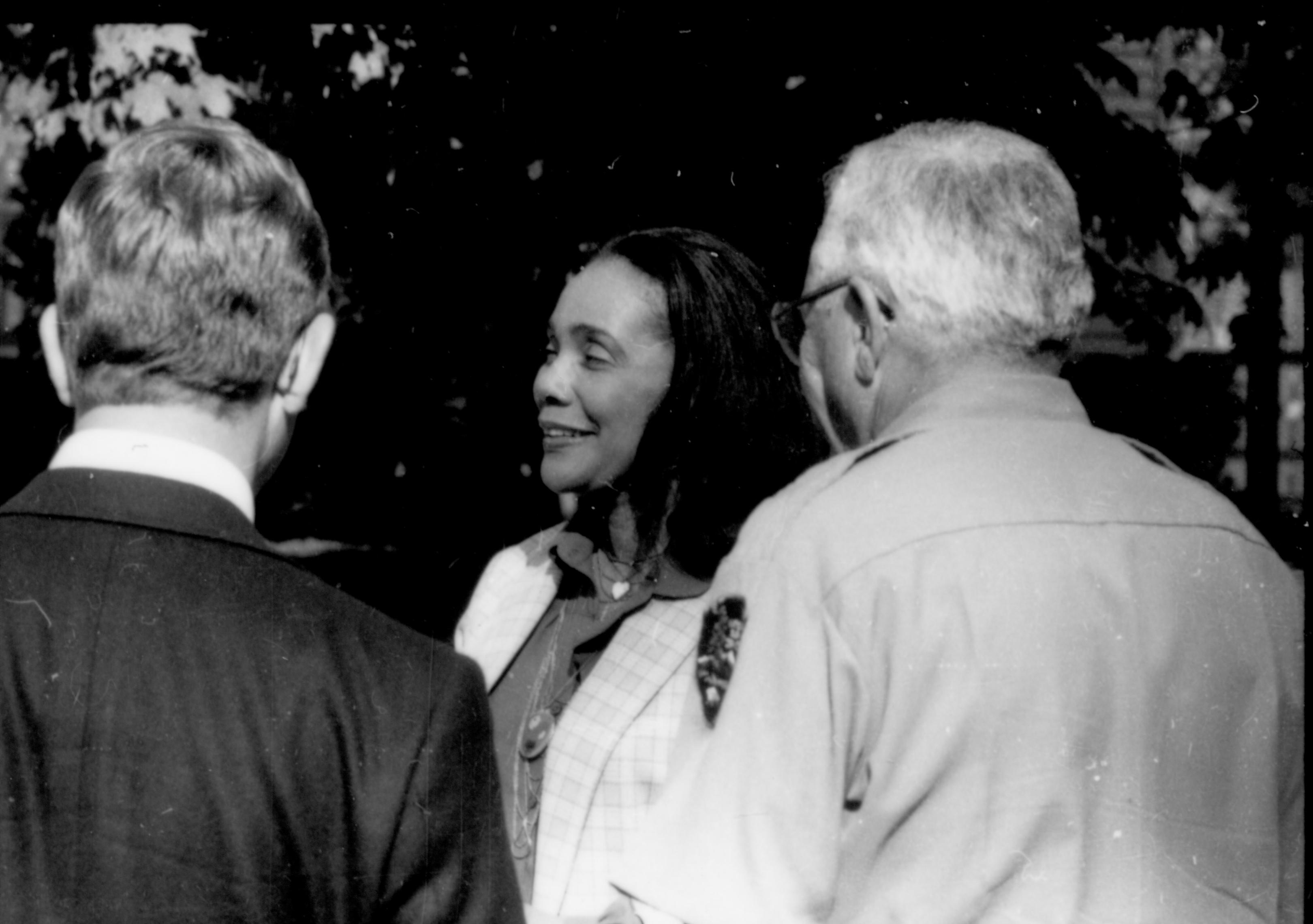 Ranger with lady and man. Lincoln Home NHS- Coretta King Visit King, visit