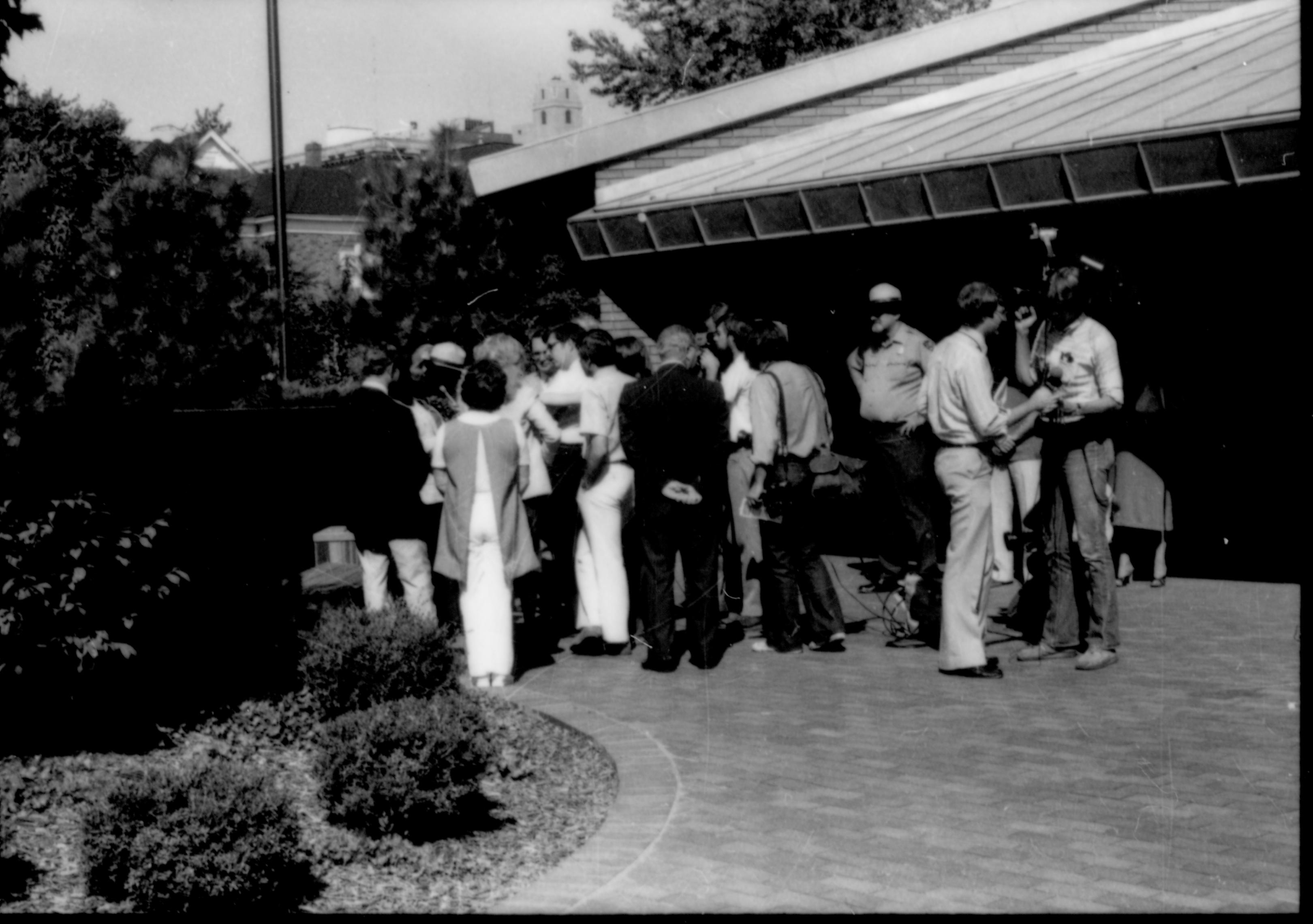 Group of people outside VC. Lincoln Home NHS- Coretta King Visit King, visit