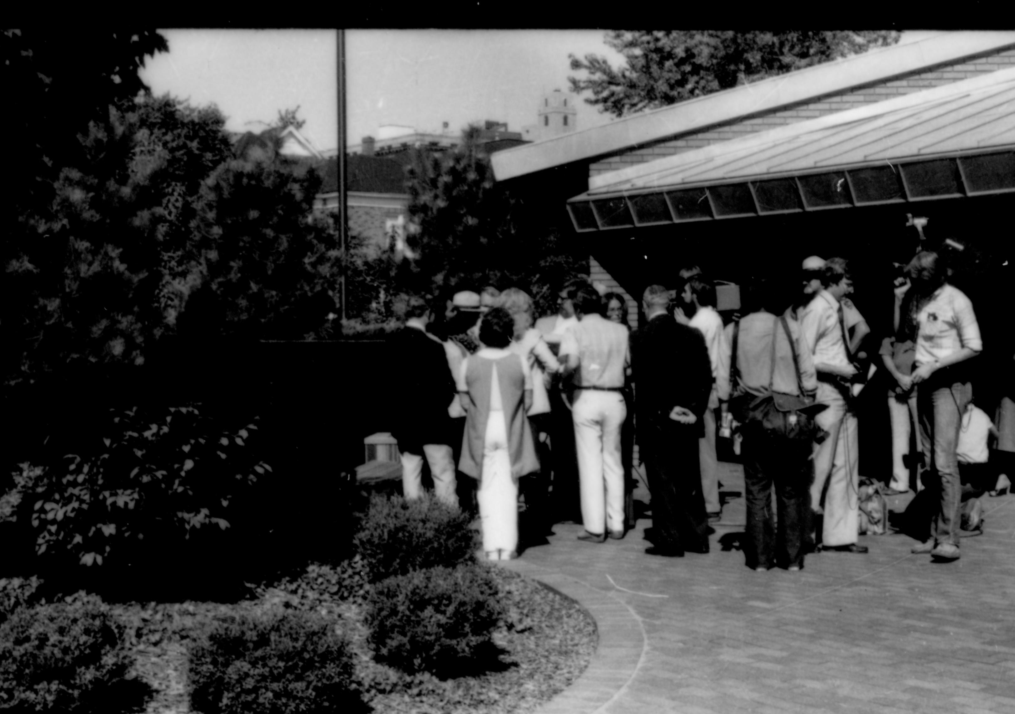 Group of people outside VC. Lincoln Home NHS- Coretta King Visit King, visit