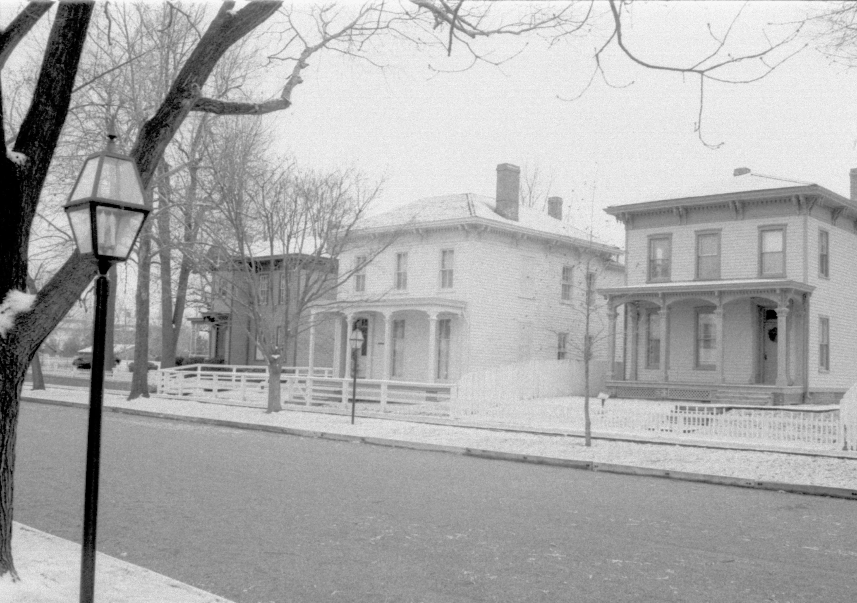 Lincoln Home NHS- Christmas in Lincoln Neighborhood Looking southwest from east side of 8th Street toward Beedle, Lyon, and Dean homes Christmas, neighborhood, Lyon, Rosenwald, Dean, Beedle