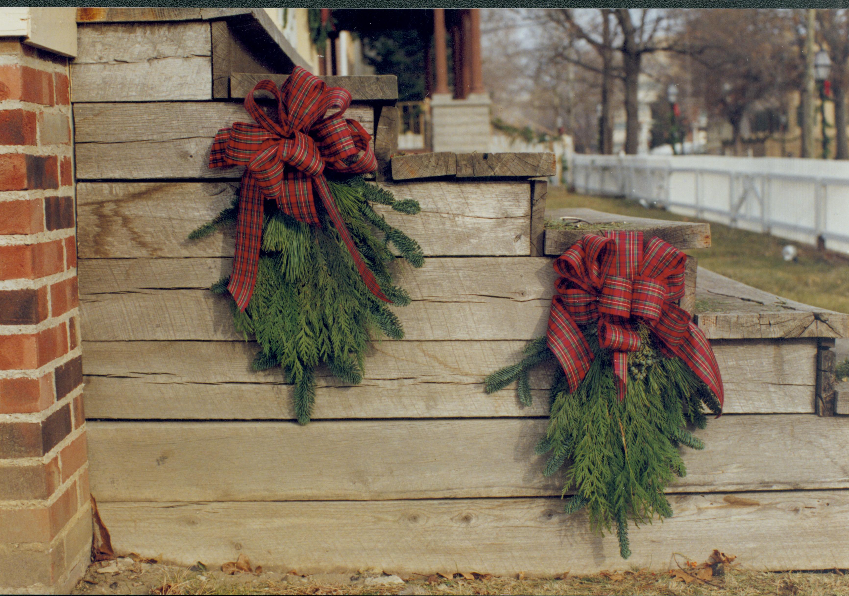 Lincoln Home NHS- Christmas in Lincoln Neighborhood Looking north toward steps of house. Detail. Christmas, neighborhood, decoration, detail